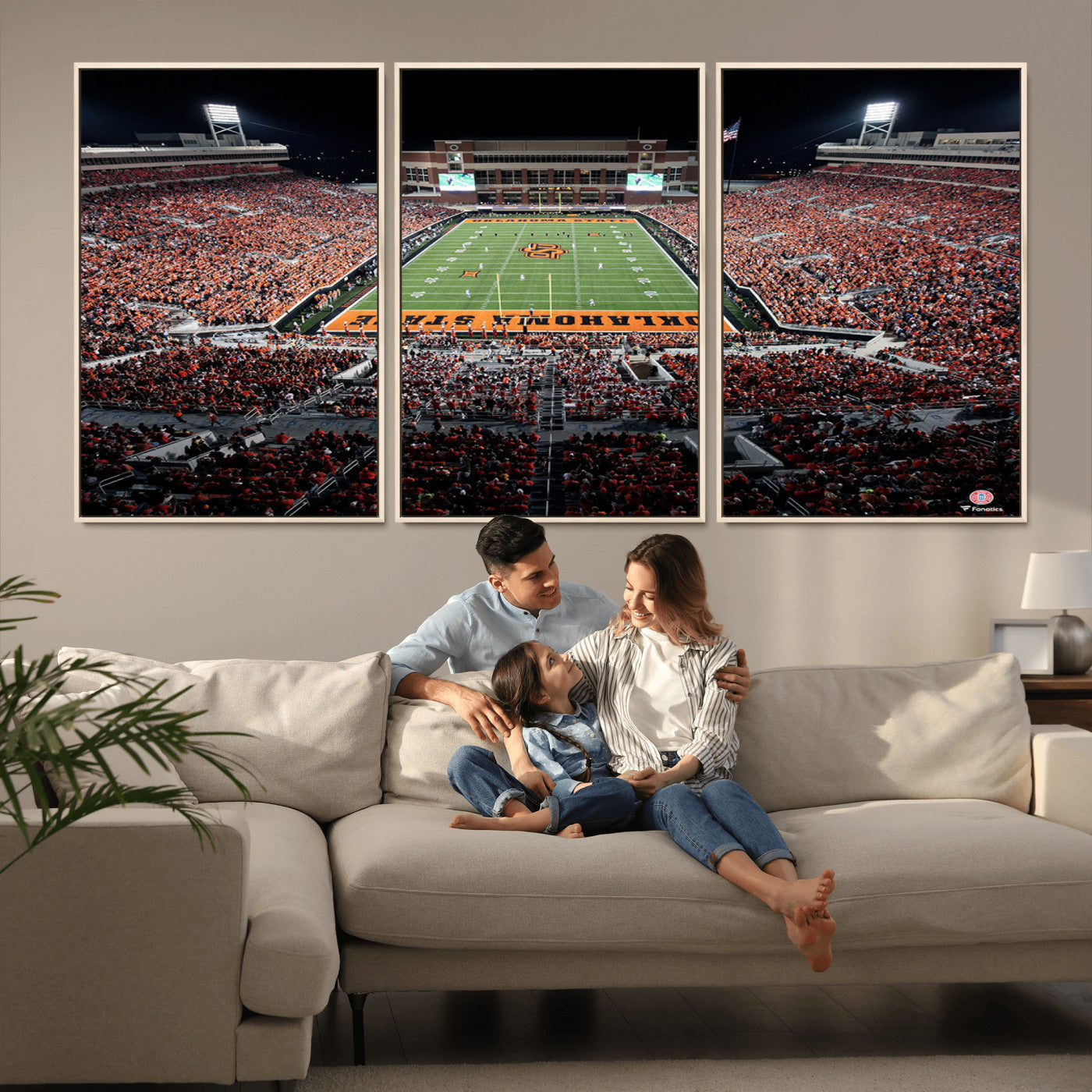 81675-MGV-CV-36X24-Boone Pickens Stadium Wall Art Oklahoma State Cowboys Print Framed Sports Canvas Art for Home, Office, Living Room