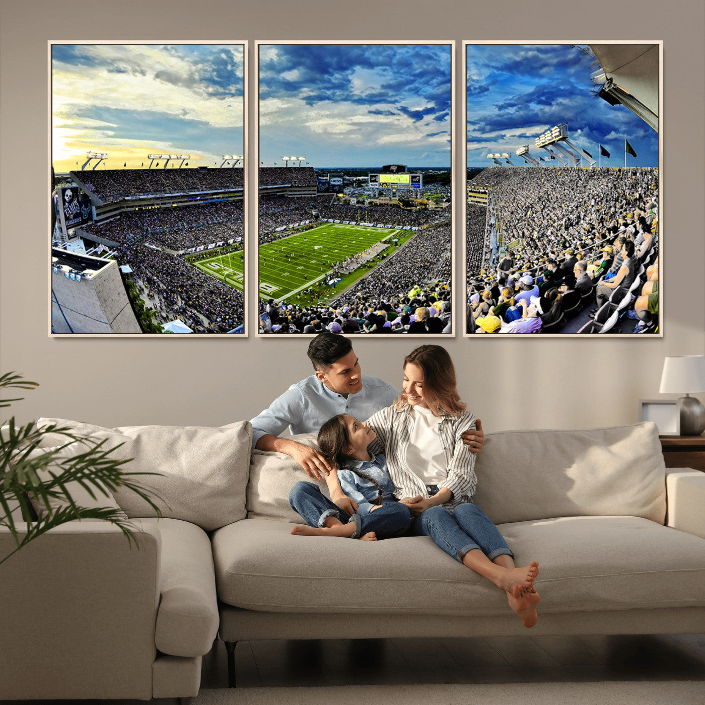 -Framed USF Bulls Football Team Print - Tampa Raymond James Stadium Wall Art Canvas Print