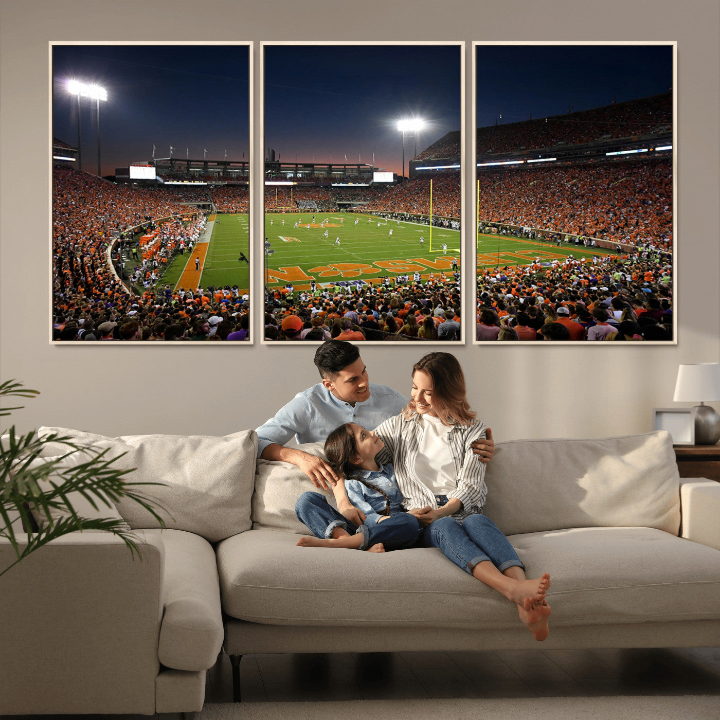 -Clemson University Tigers Art Print, Football Team Print - Clemson Memorial Stadium Wall Art Canvas