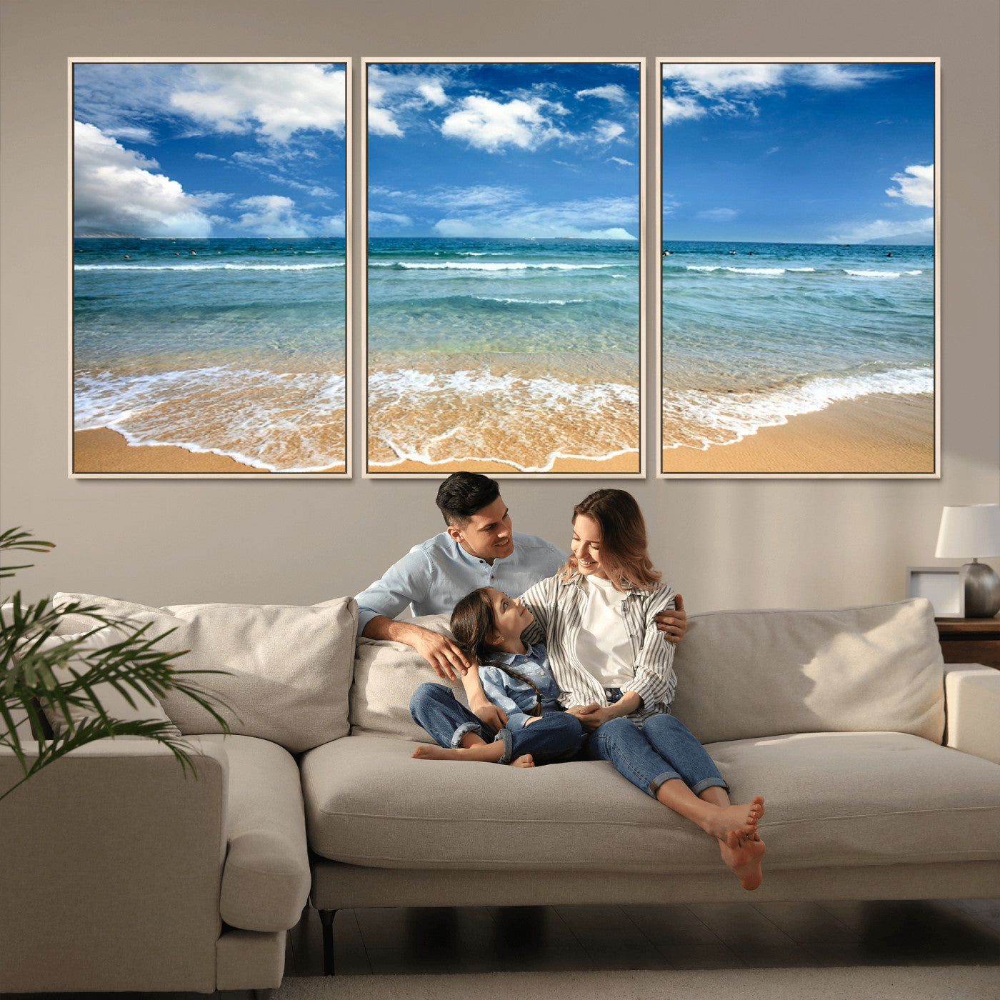 -Sea View From the Beach Canvas Print