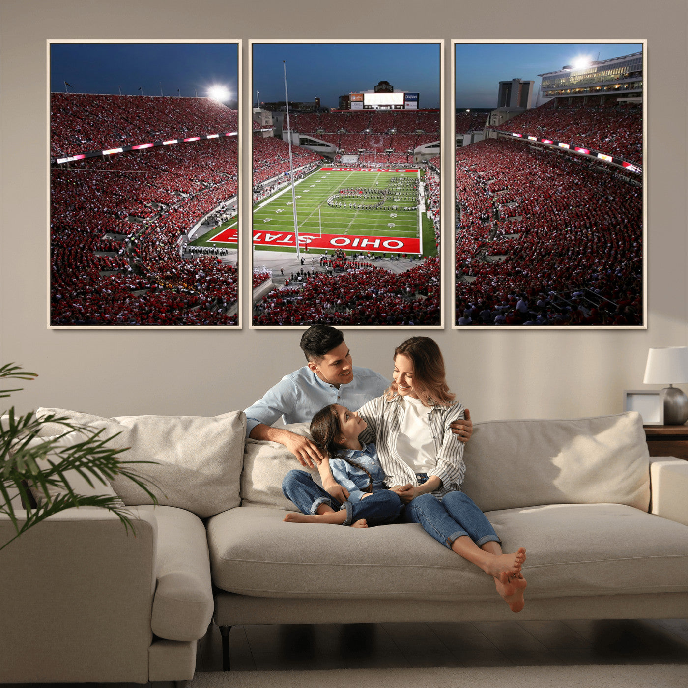 98743-MGV-CV-36X24-Ohio State University Buckeyes Football Team Print - Columbus Ohio Stadium Wall Art Canvas Print