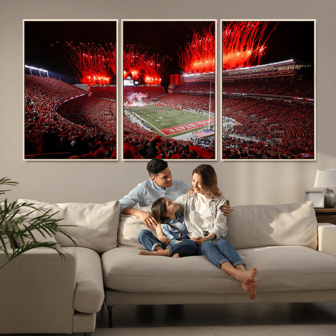 56909-MGV-CV-36X24-Ohio State University Buckeyes Football Team Print - Columbus Ohio Stadium Wall Art Canvas Print