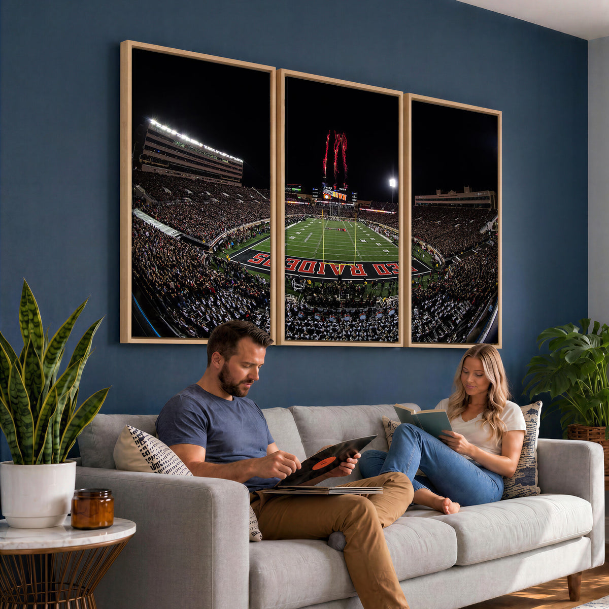 83122-PAN-FL-20X10 - Framed Texas Tech Red Raiders Stadium Canvas, Texas Tech Red Raiders Football Team Print - Lubbock