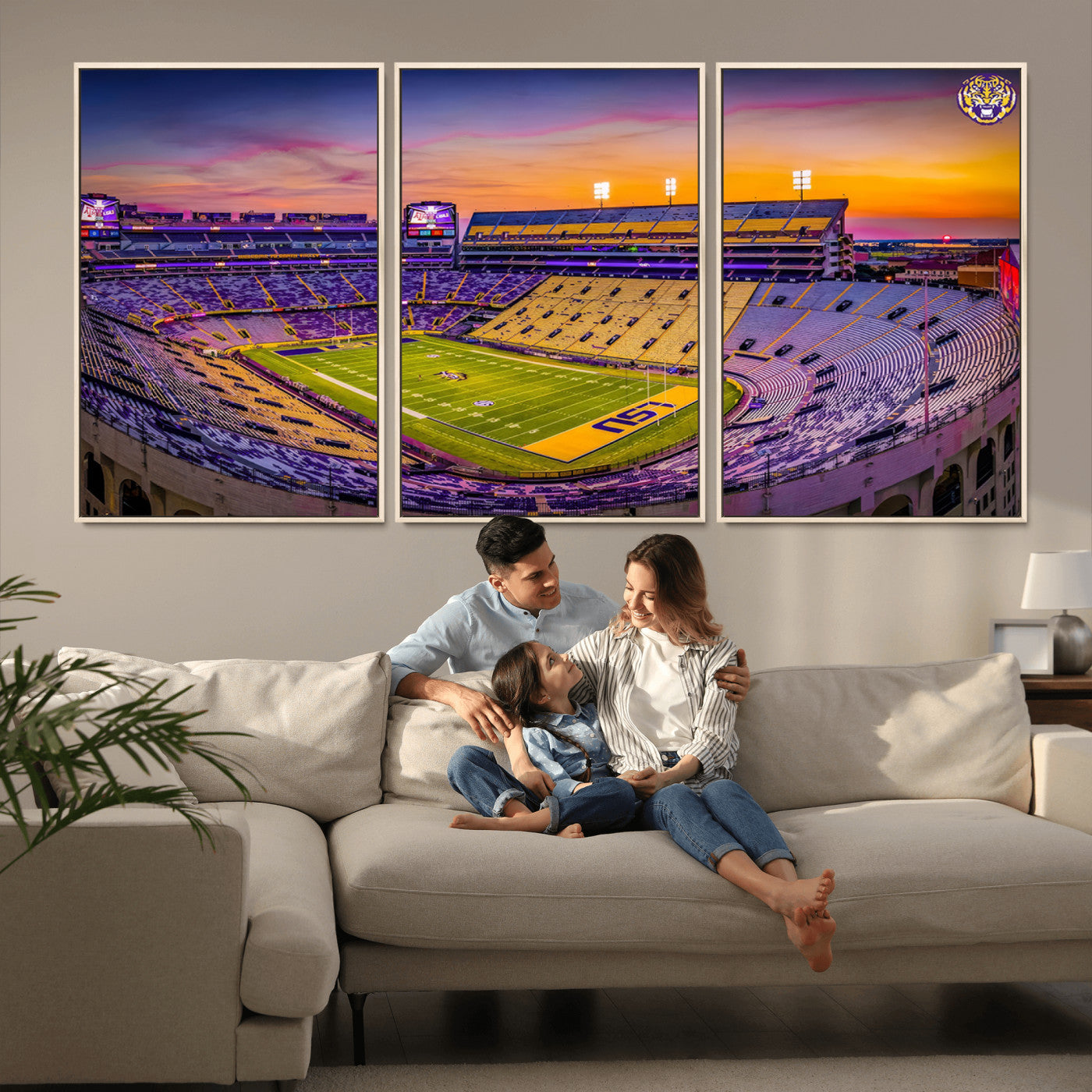 93538-MGV-CV-36X24-The Louisiana State University Tigers Football Team Print - Baton Rouge Tiger Stadium Wall Art