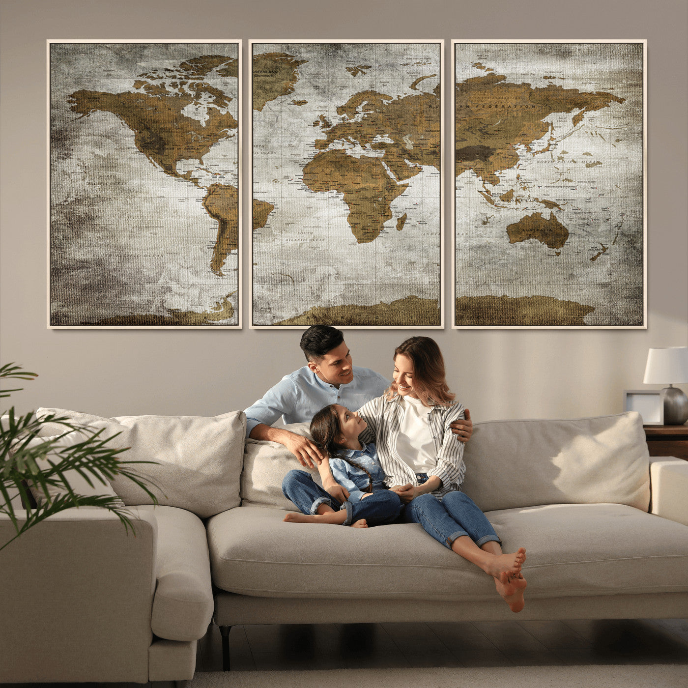 -Push Pin World Map Canvas Print – Travel Tracker Wall Art for Couples, Perfect Anniversary Gift for Home or Office Decor