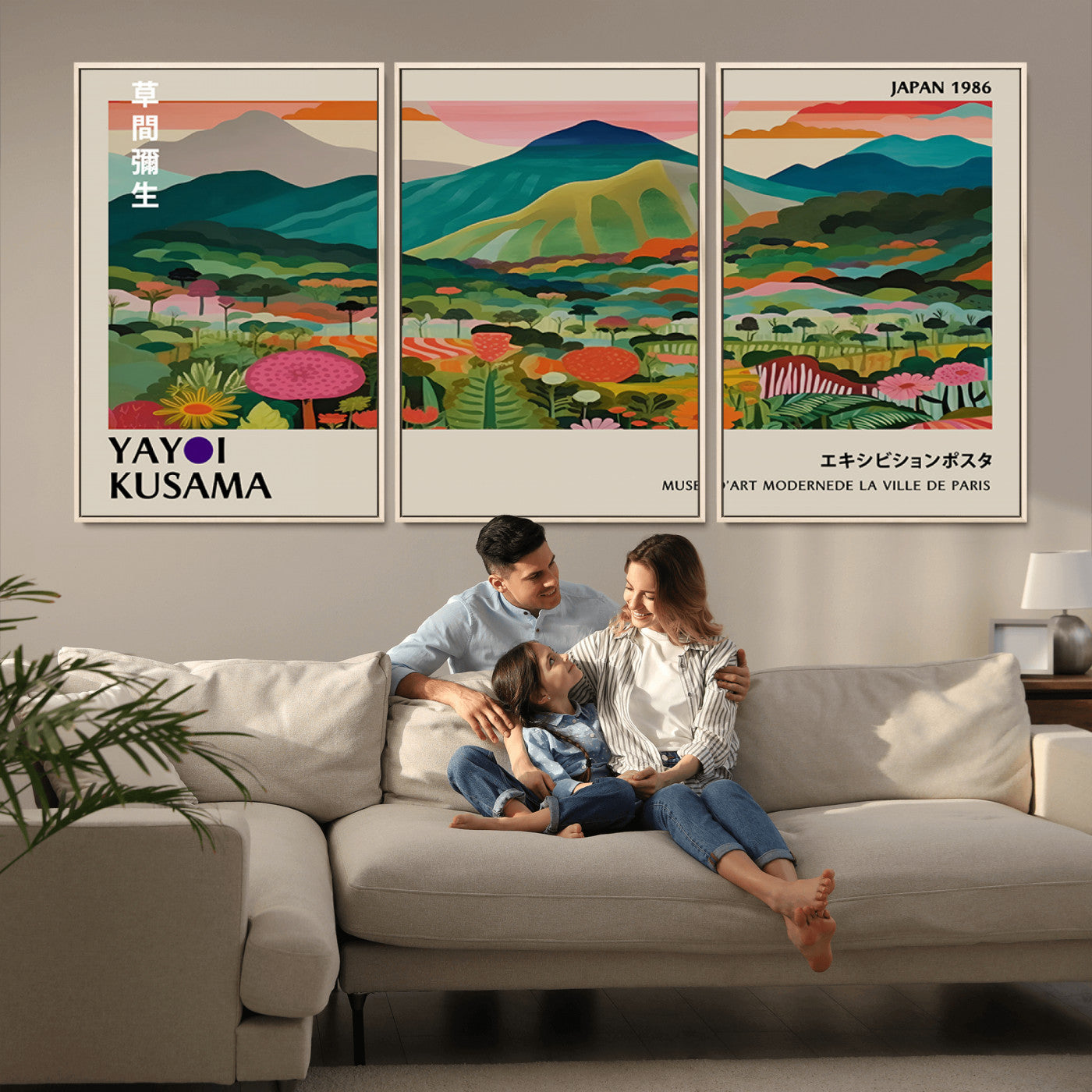 83384-MGV-CV-36X24-Yayoi Kusama Japan 1986 Canvas – Wabi Sabi Japanese Vibrant Abstract Wall Art Contemporary Canvas for Home, Office