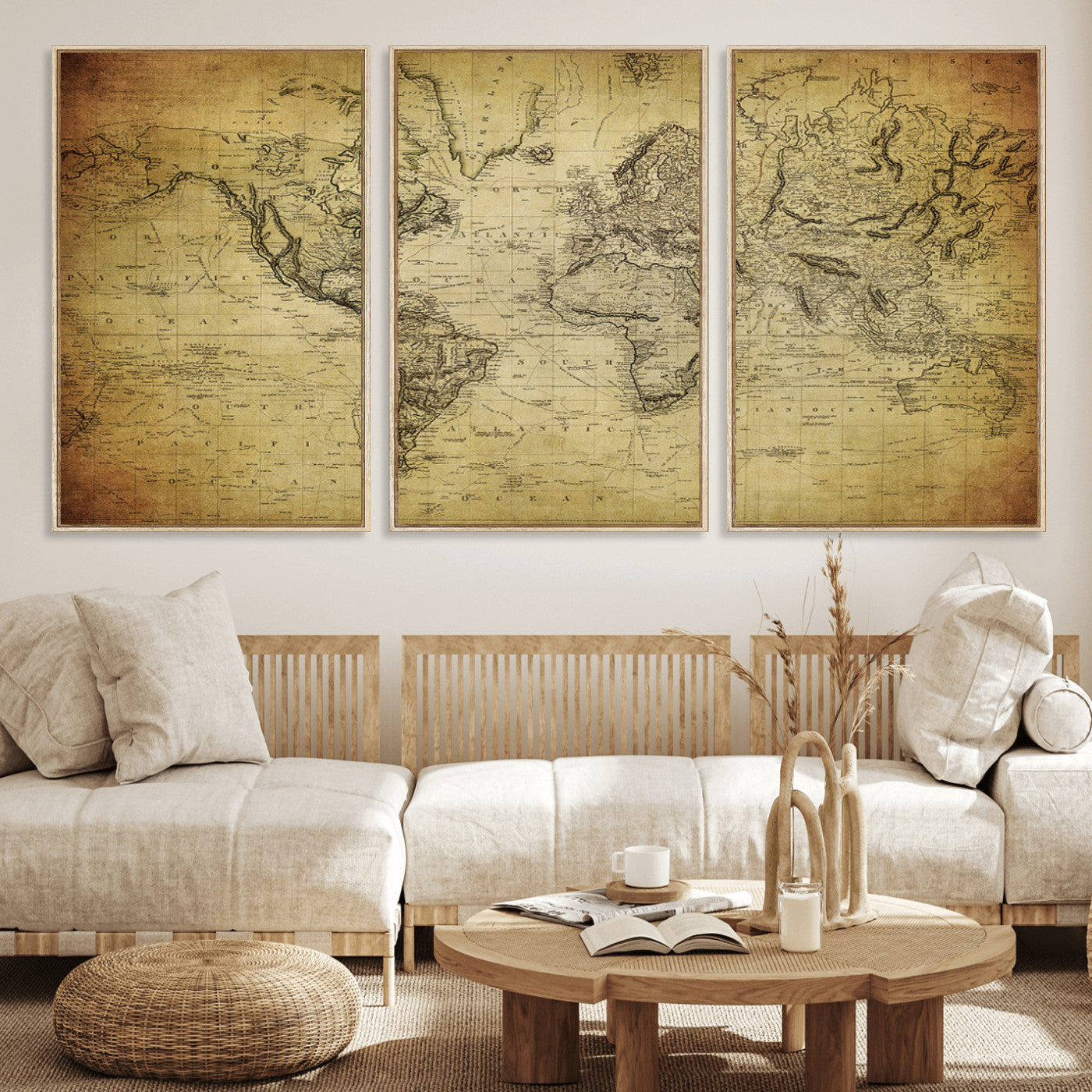 55170-MGV-FC-60X30-3P_Natural-Push Pin World Map Canvas Print – Travel Tracker Wall Art for Couples, Perfect Anniversary Gift for Home or Office Decor