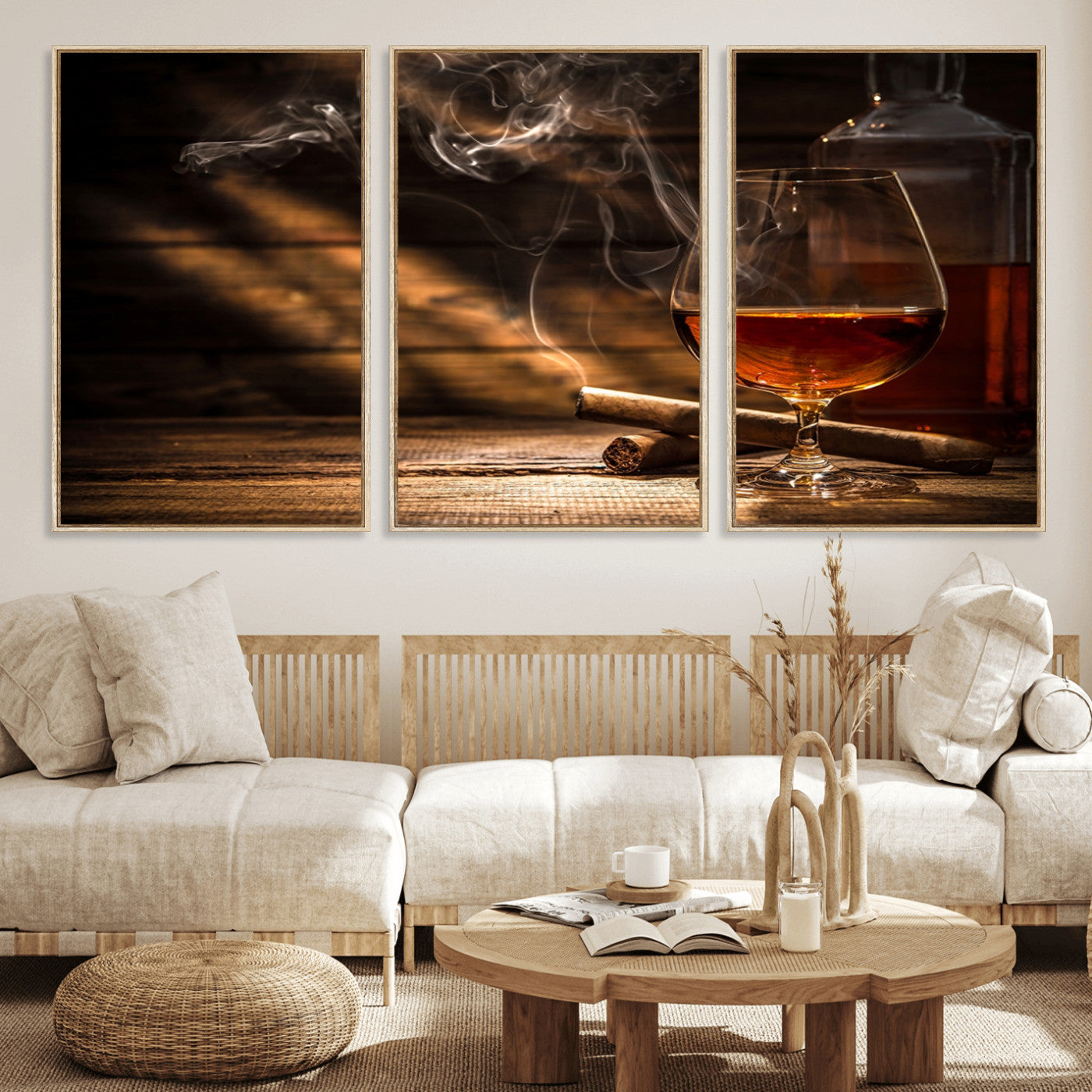 92305-MGV-FC-60X30-3P_Natural-Whiskey and Cigar Wall Art Canvas Print