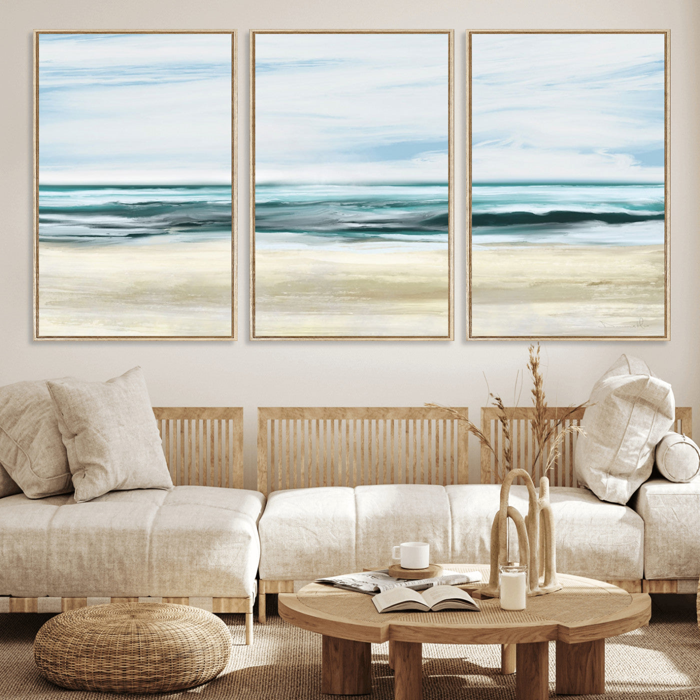 96301-MGV-FC-60X30-3P_Natural-Ocean Abstract Wall Art Canvas Print