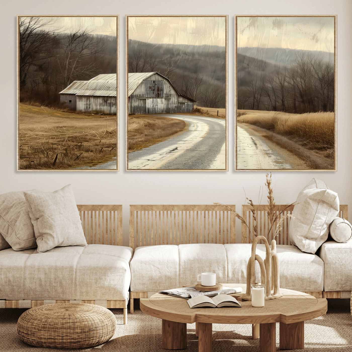 10376-MGV-FC-60X30-3P_Natural-Vintage Barn for Farmhouse Wall Decor Canvas Print
