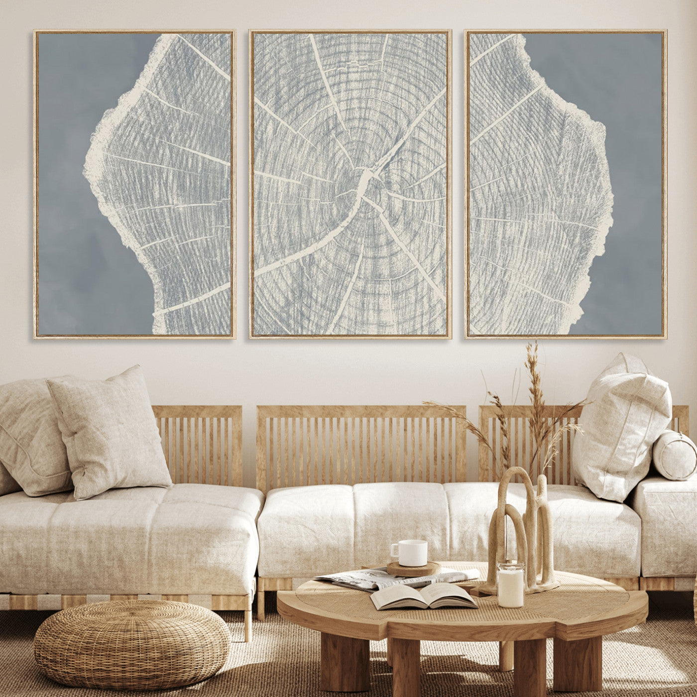 25547-MGV-FC-60X30-3P_Natural-Abstract Tree Ring Wall Art Canvas Print – Nature-Inspired, Ready to Hang, Modern Home Decor