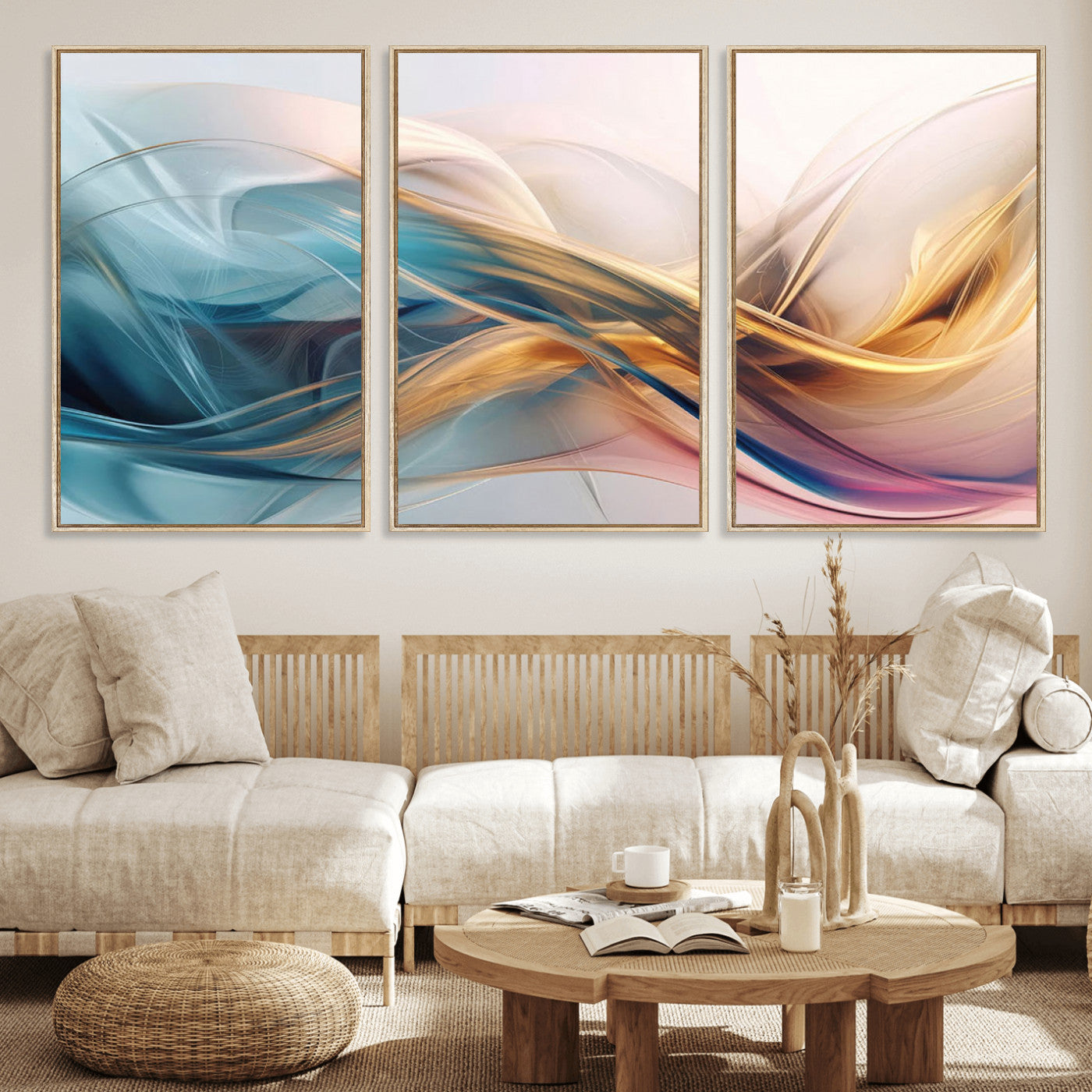 17461-MGV-FC-60X30-3P_Natural-Abstract Flowing Colors Wall Art Canvas Print