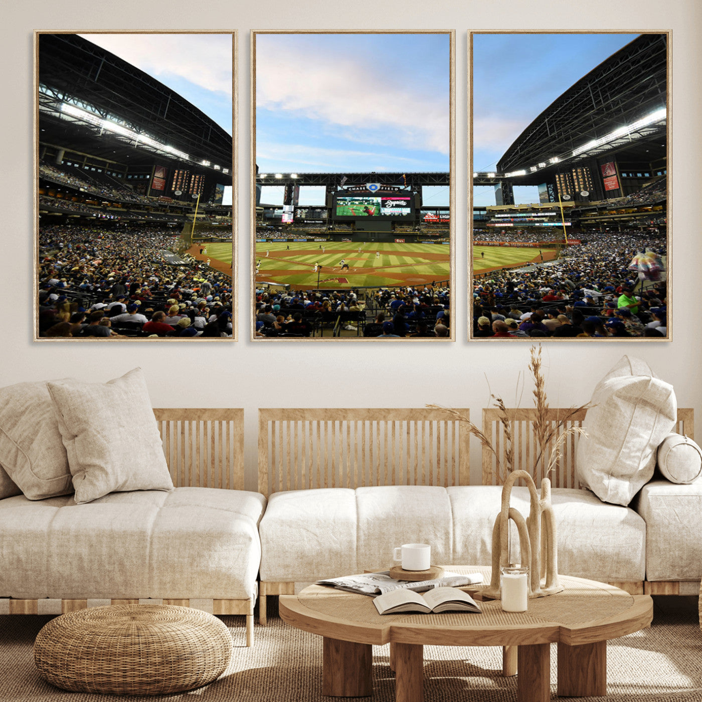 92672-MGV-FC-60X30-3P_Natural-Arizona Diamondbacks Team Print - Phoenix Chase Field Stadium Wall Art Canvas Print