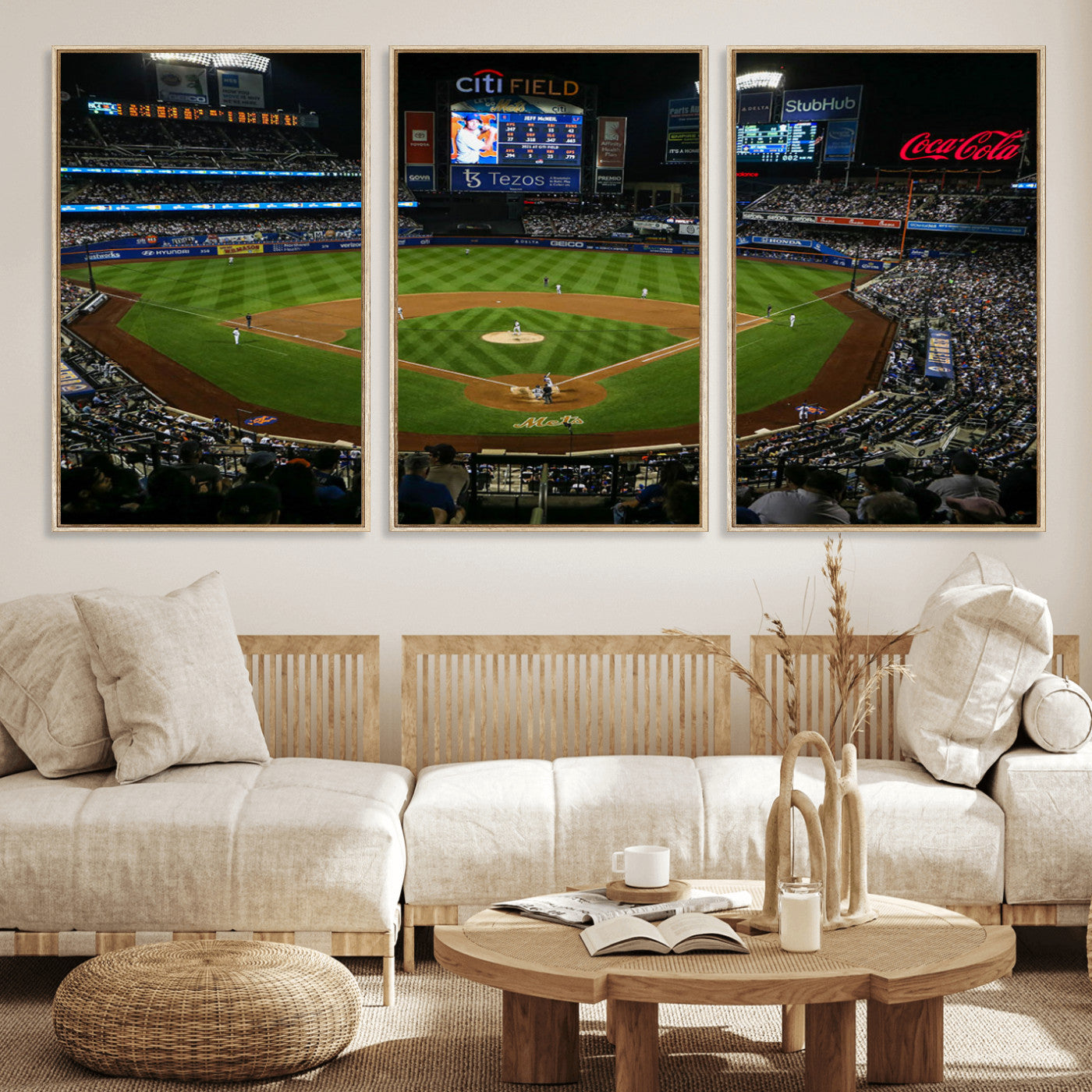 25148-MGV-FC-60X30-3P_Natural-Los Angeles Dodgers Baseball Team Print - California Dodger Stadium Wall Art Canvas Print