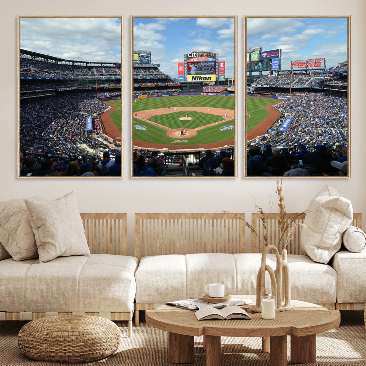 22910-MGV-FC-60X30-3P_Natural-New York Mets Baseball Team Print - Citi Field Stadium Wall Art Canvas Print