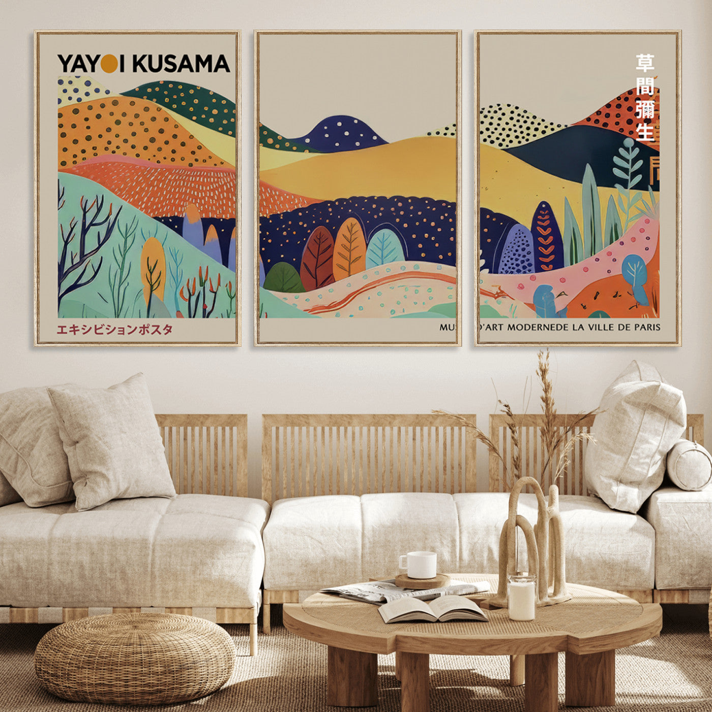 -Framed Yayoi Kusama 1986 Wall Art Print – Japanese Wall Art Print, Wabi Sabi Yayoi Kusama Print -
