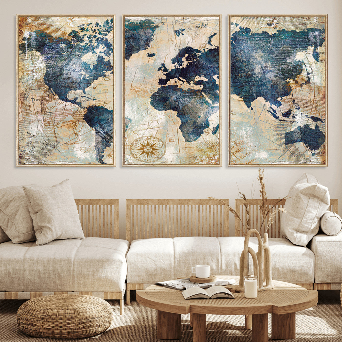 84561-MGV-CV-36X24-Push Pin World Map Canvas Print – Framed Wall Art for Couples, Travel Tracker Map, Anniversary Gift for Home Decor