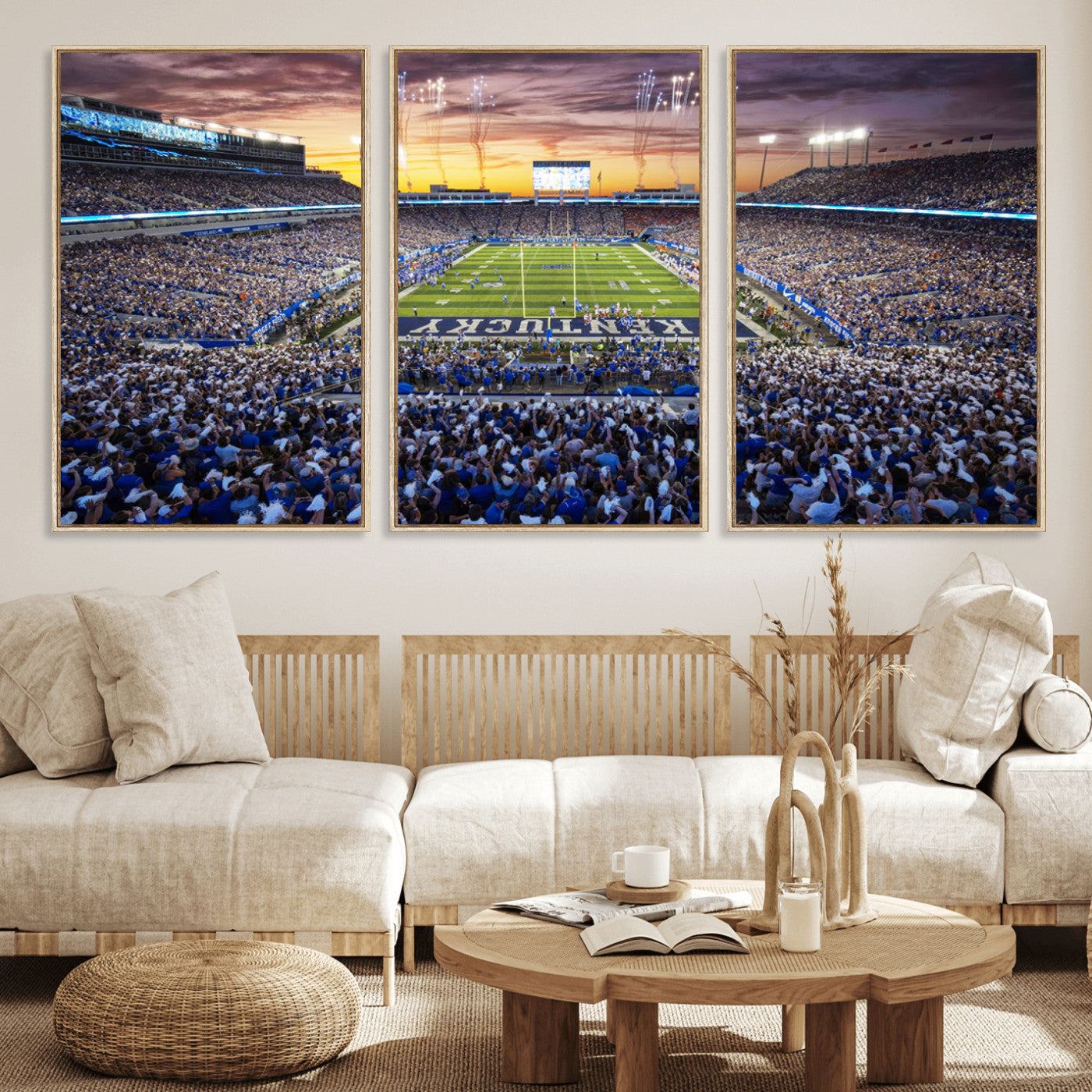 78524-MGV-FC-60X30-3P_Natural-Kroger Field Wall Art Print - Kentucky Stadium Wall Art Print - Sunset Football Stadium Wall Decor -