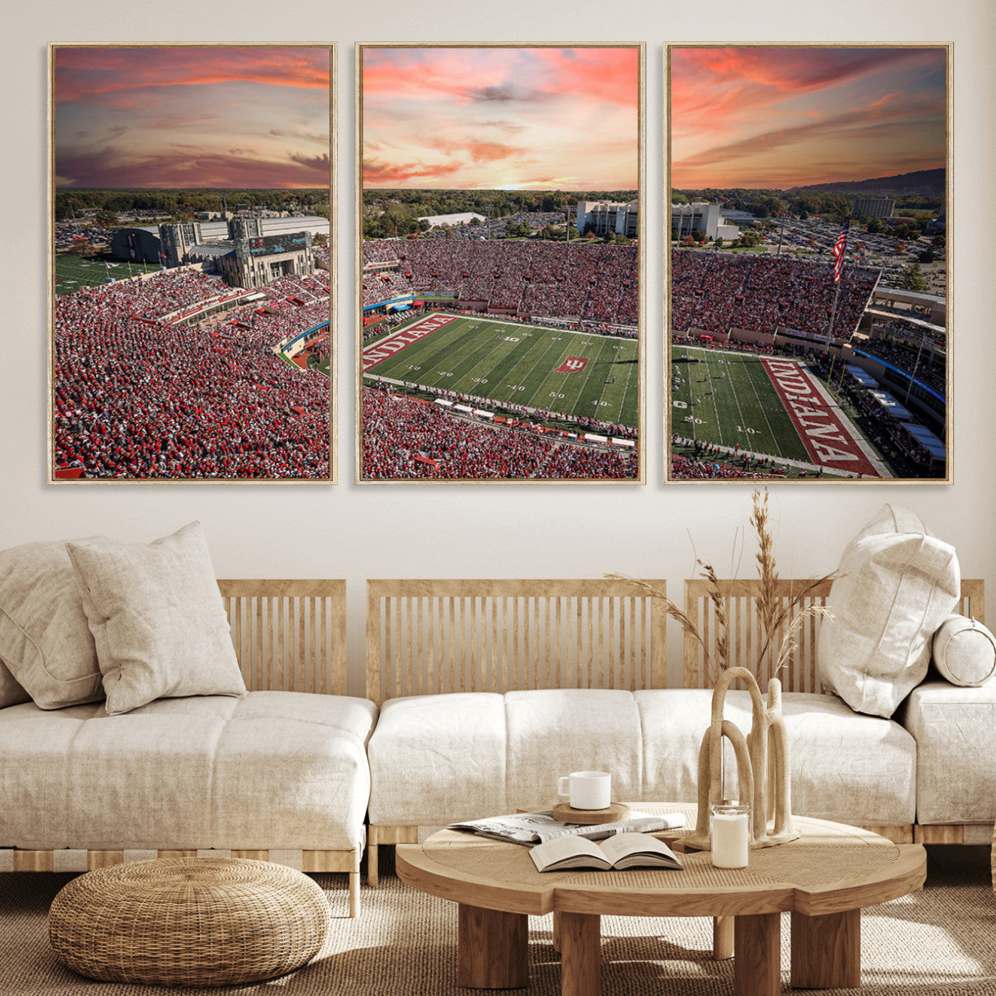 51135-MGV-FC-60X30-3P_Natural-Indiana Memorial Stadium Wall Art Canvas Print, Framed Studium Canvas Art, Indiana Memorial Stadium