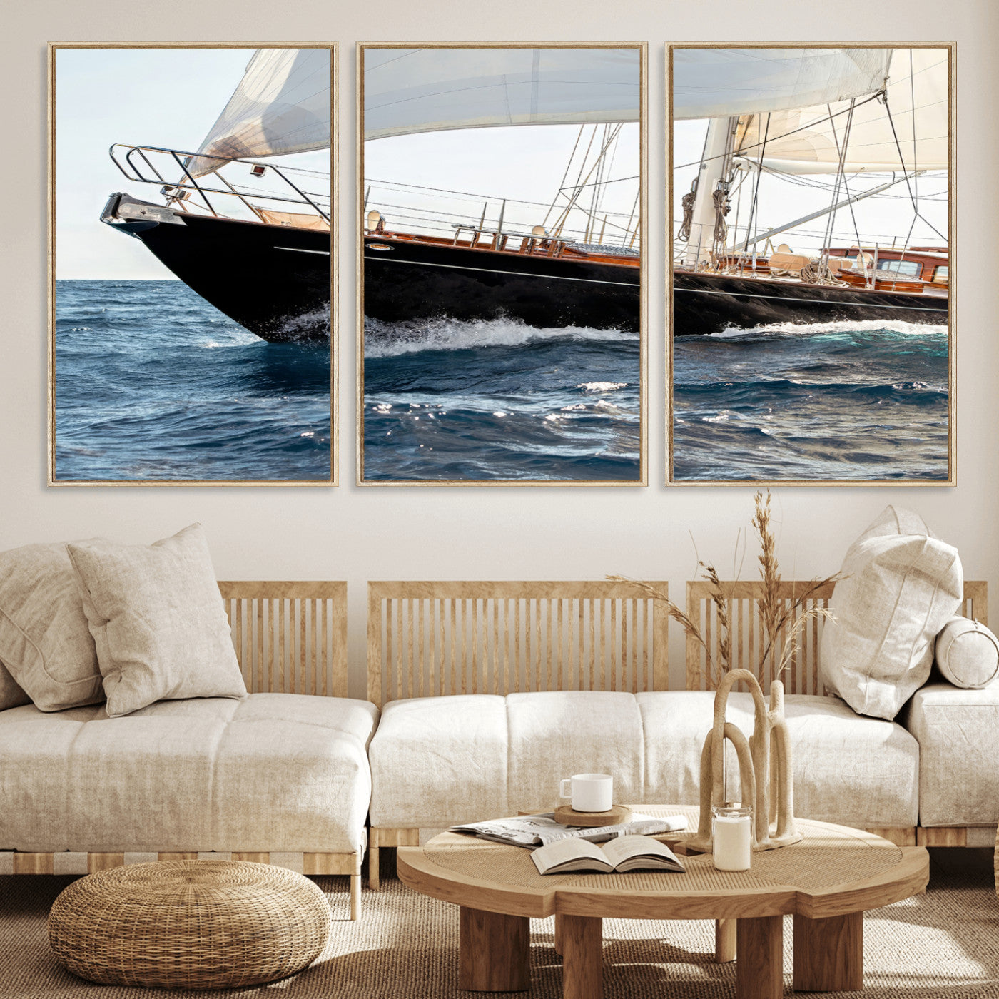 97168626-MGV-CV-36X24 - Boat Yacht Wall Art – Ocean Waves & Sailing Adventure Canvas Print, Nautical Elegance & Marine Journey for Living Room or Luxury Decor