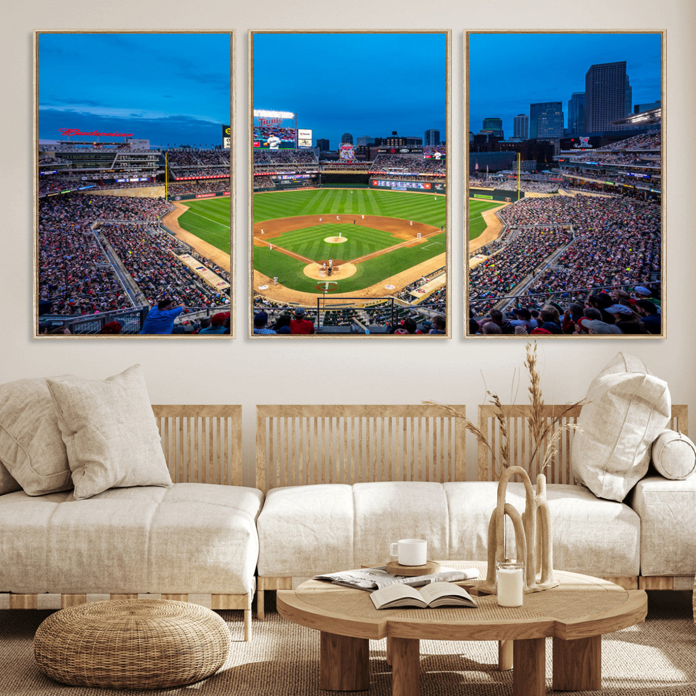 77273035-MGV-FC-60X30-3P_Natural-Target Field Stadium Wall Art Canvas Print – Minnesota Twins Baseball Team Iconic Ballpark Scene for home, office