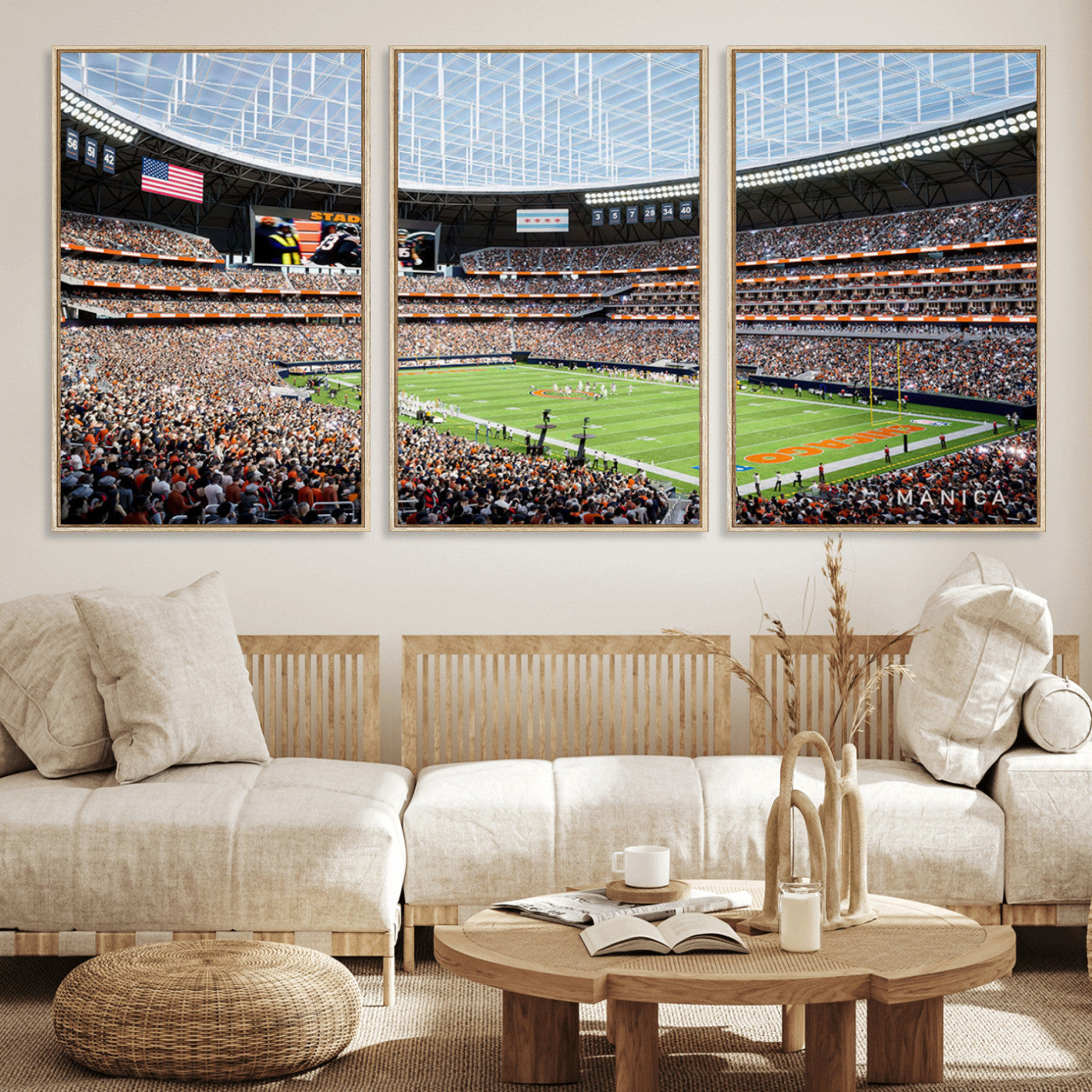 -Chicago Bears Soldiers Field Wall Art Canvas Print – Framed Football Stadium Artwork for Home, Office, Living Room