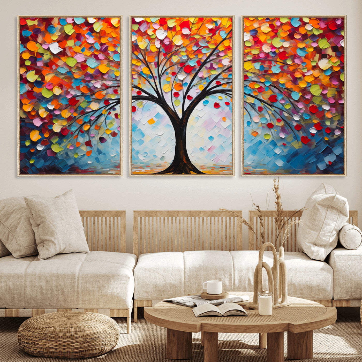 HS2447-MGV-CV-36X24-Vibrant Tree of Life Canvas Wall Art – Colorful Abstract Nature in Modern Decor - Ready to Hang