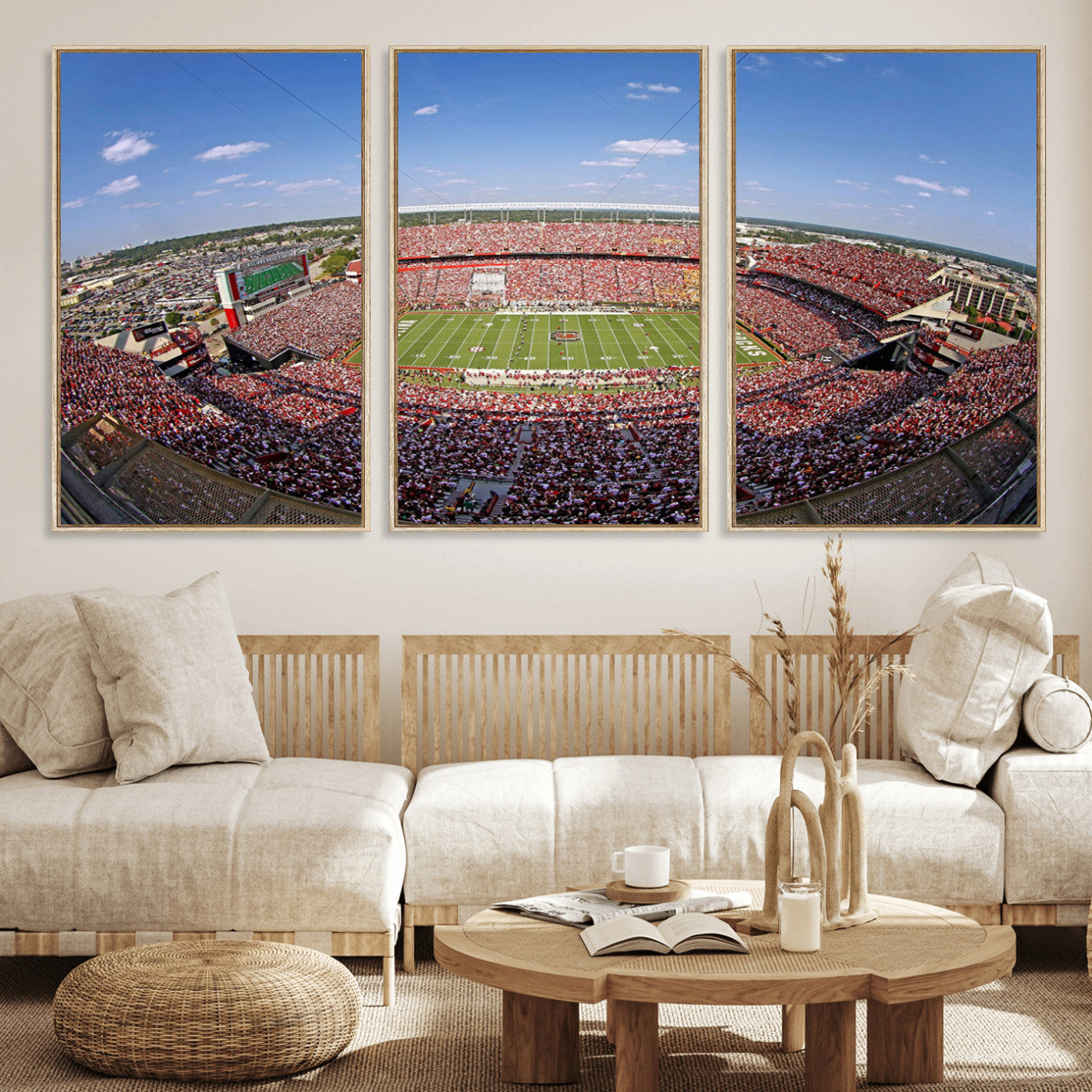 29492070-MGV-FC-60X30-3P - William Brice Stadium Wall Art Canvas Print – Stadium Crowd Sports Field Outdoor Event Football Game Artwork for Home Office