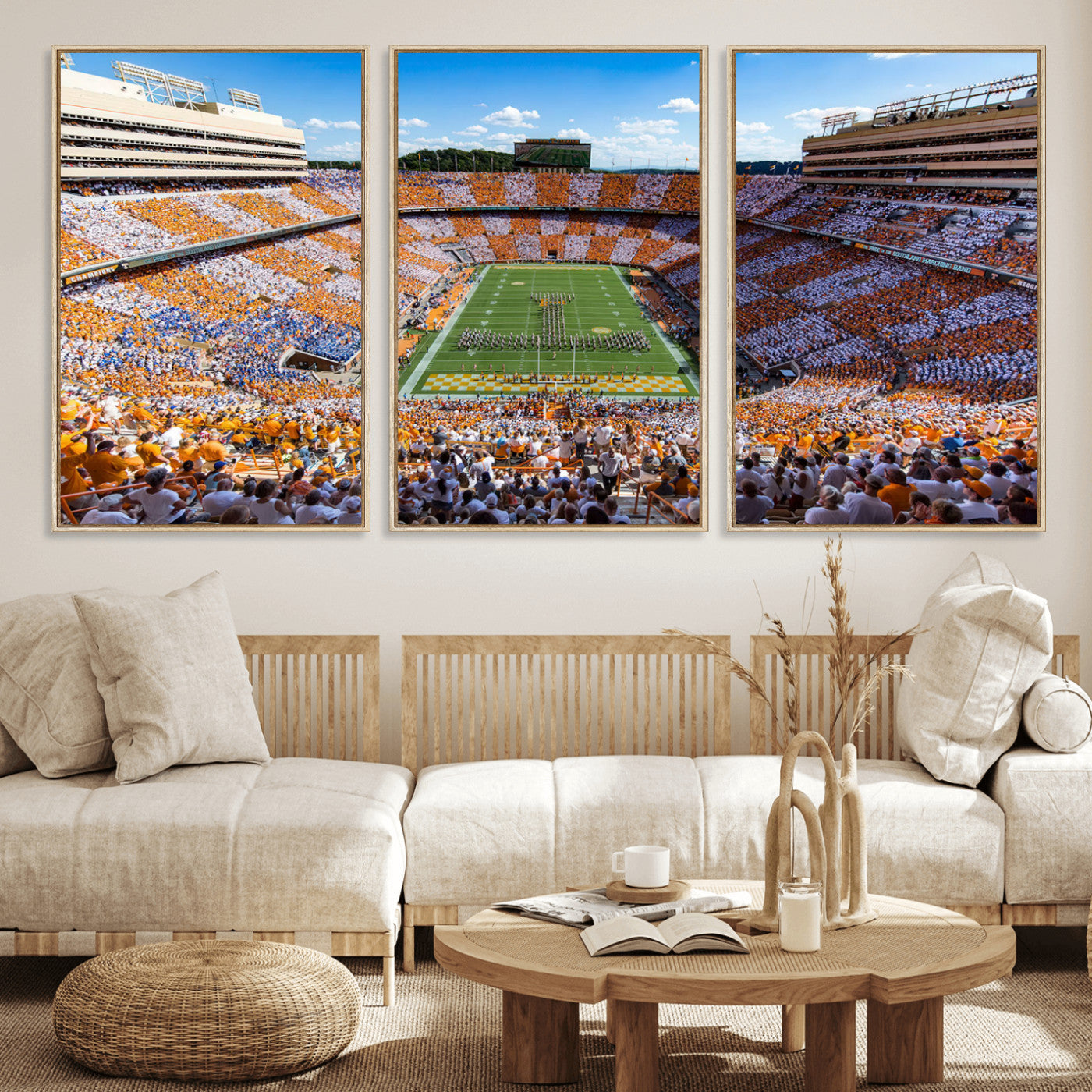 77097951-MGV-CV-36X24 - Tennessee Neyland Stadium Wall Art – Checkerboard Game Day Panoramic Canvas Print, College Football Decor for Home, Office, or Man Cave