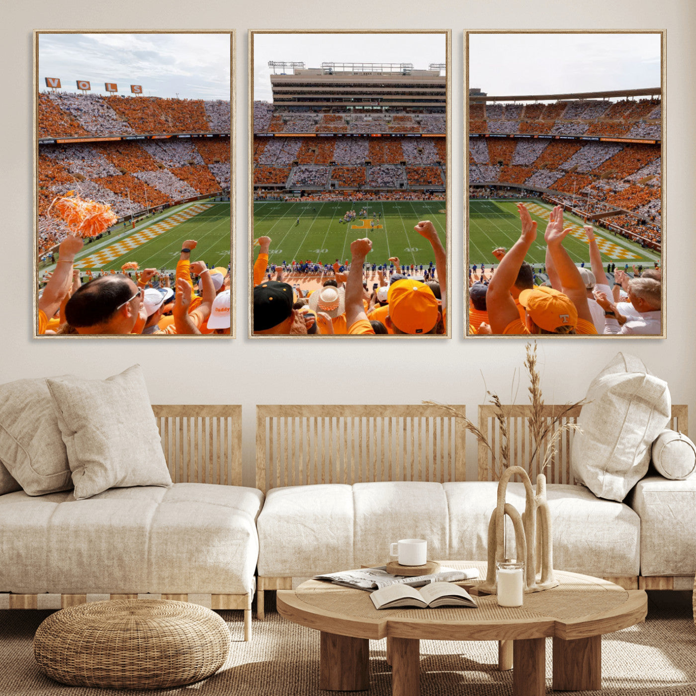 76011417-MGV-FC-60X30-3P - Tennessee Neyland Stadium Wall Art, Sports Arena Canvas Print, Panoramic Stadium Artwork for Home, Office