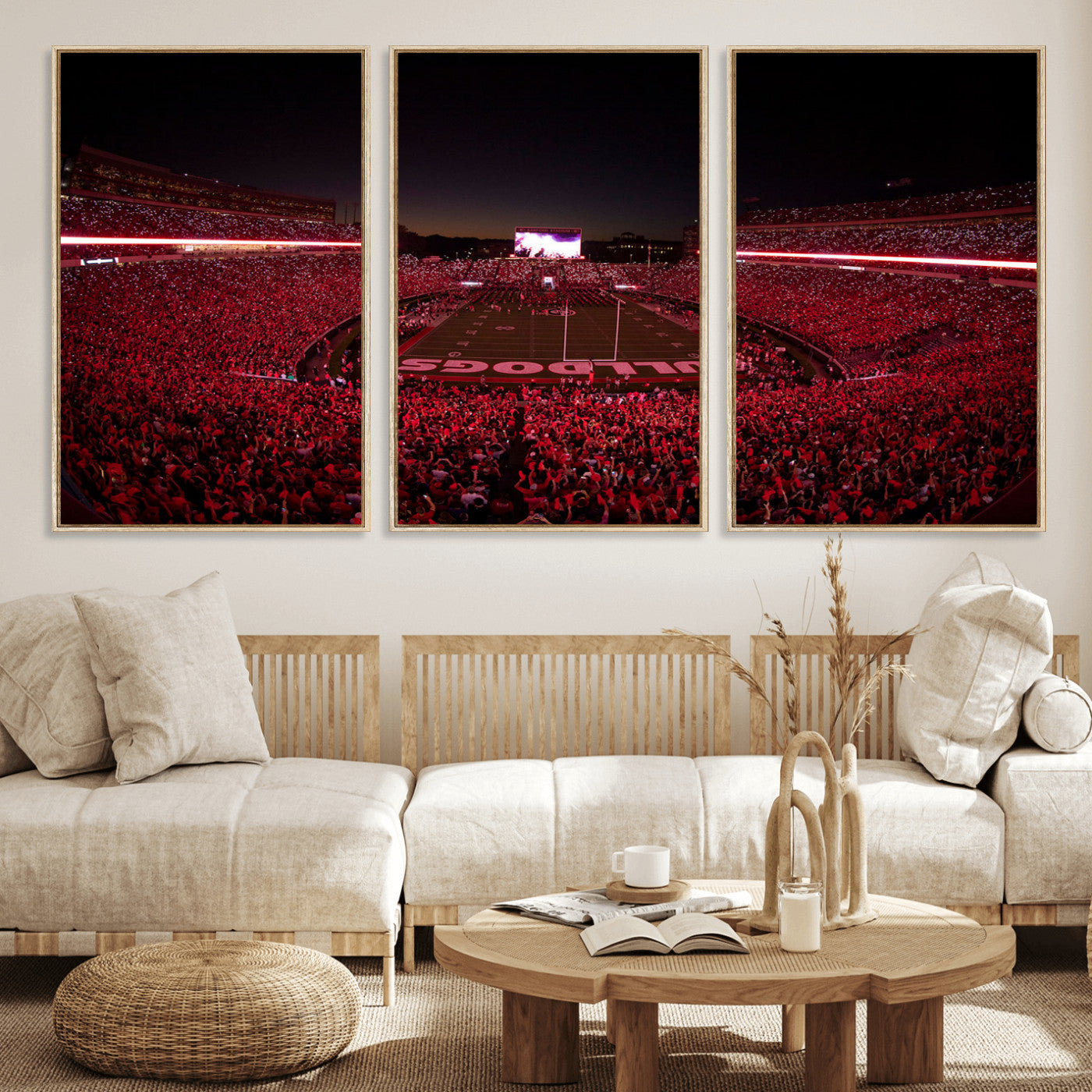 38331045-MGV-FC-60X30-3P_Natural-Dooley Stadium Wall Art, Sports Arena Canvas Print, Dooley Field Sanford Stadium Artwork for Home, Office