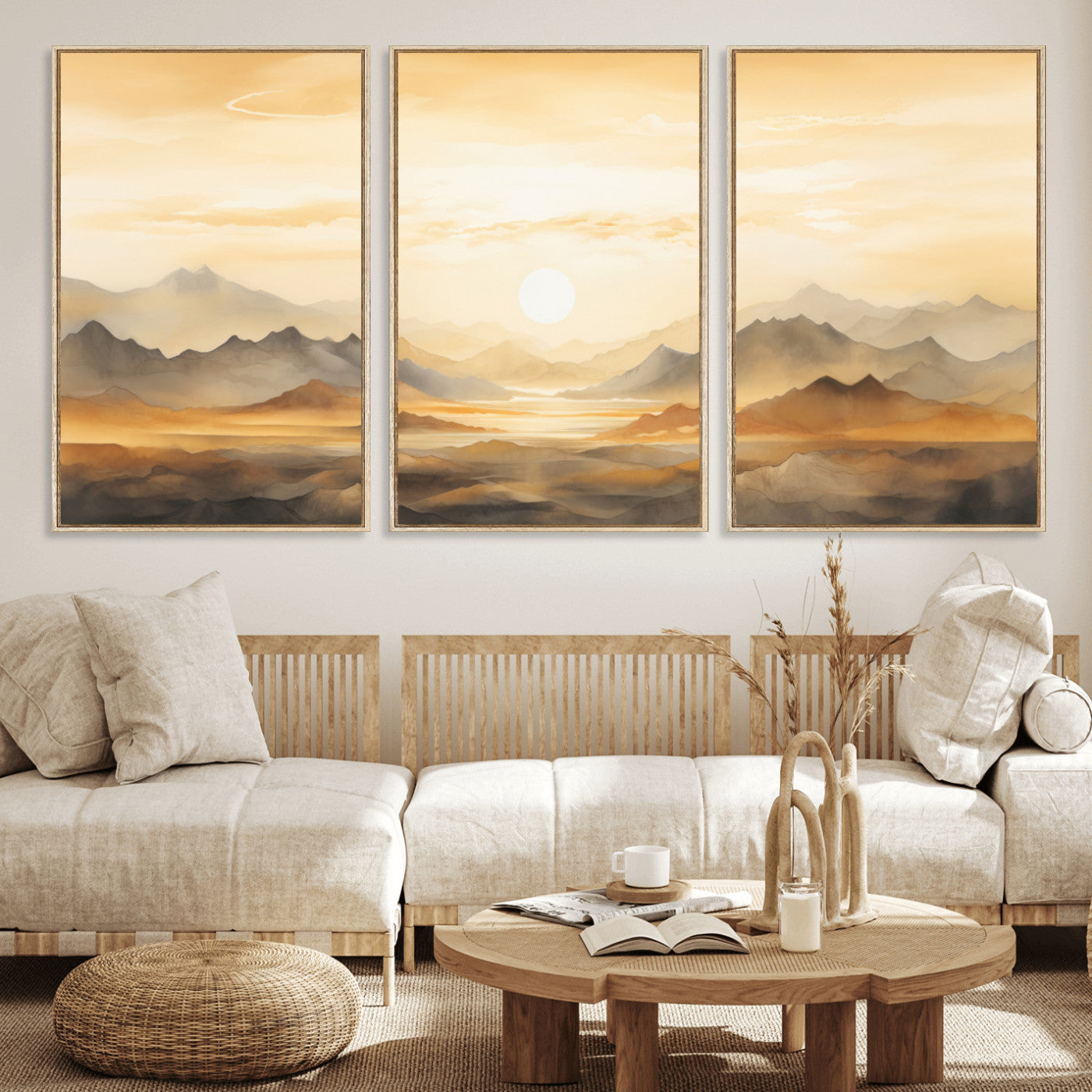 Nihat1-29-MGV-CV-36X24-Sepia Color Abstract Mountain Wall Art Canvas Print
