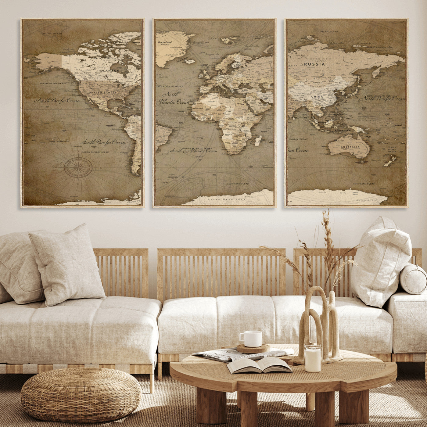 82314635-MGV-CV-36X24 - World Map Wall Art Canvas Print, Modern Decorative Framed Map Artwork Prints for Living Room, Office, Bedroom Wall Decor