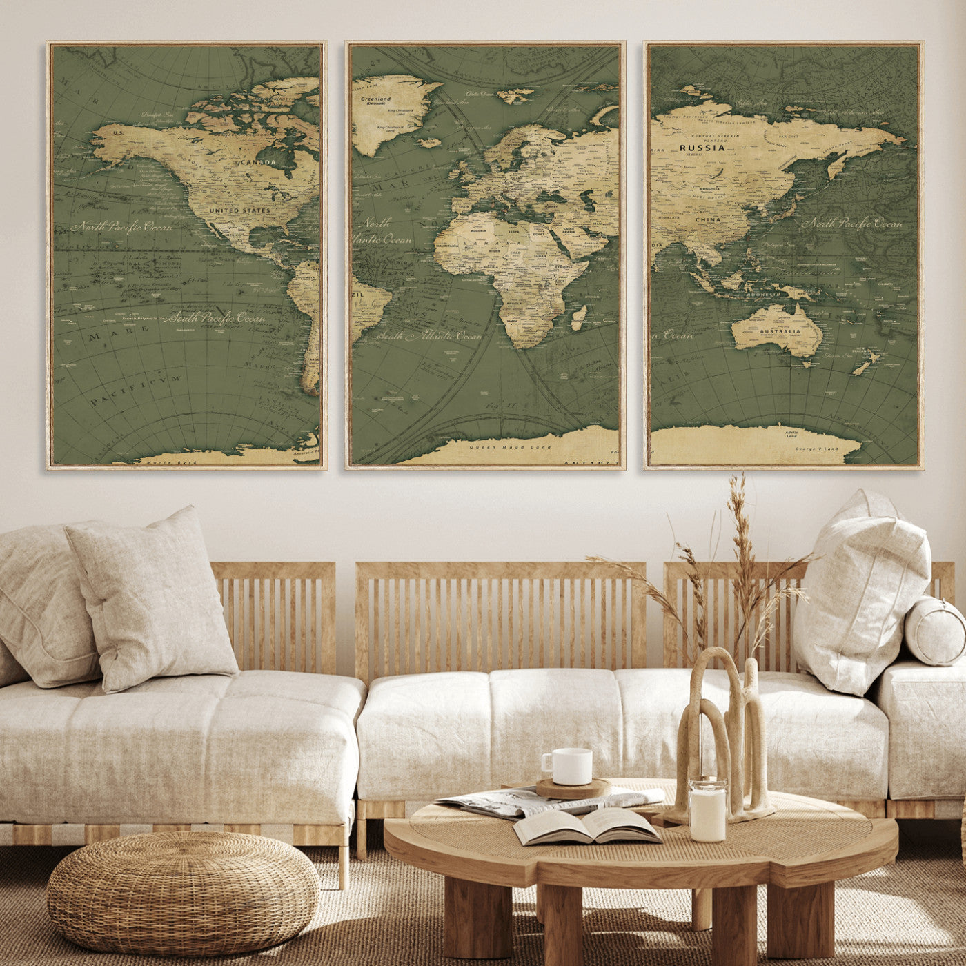 75846040-MGV-CV-36X24 - World Map Wall Art Canvas Print, Modern Decorative Framed Map Artwork Prints for Living Room, Office, Bedroom Wall Decor
