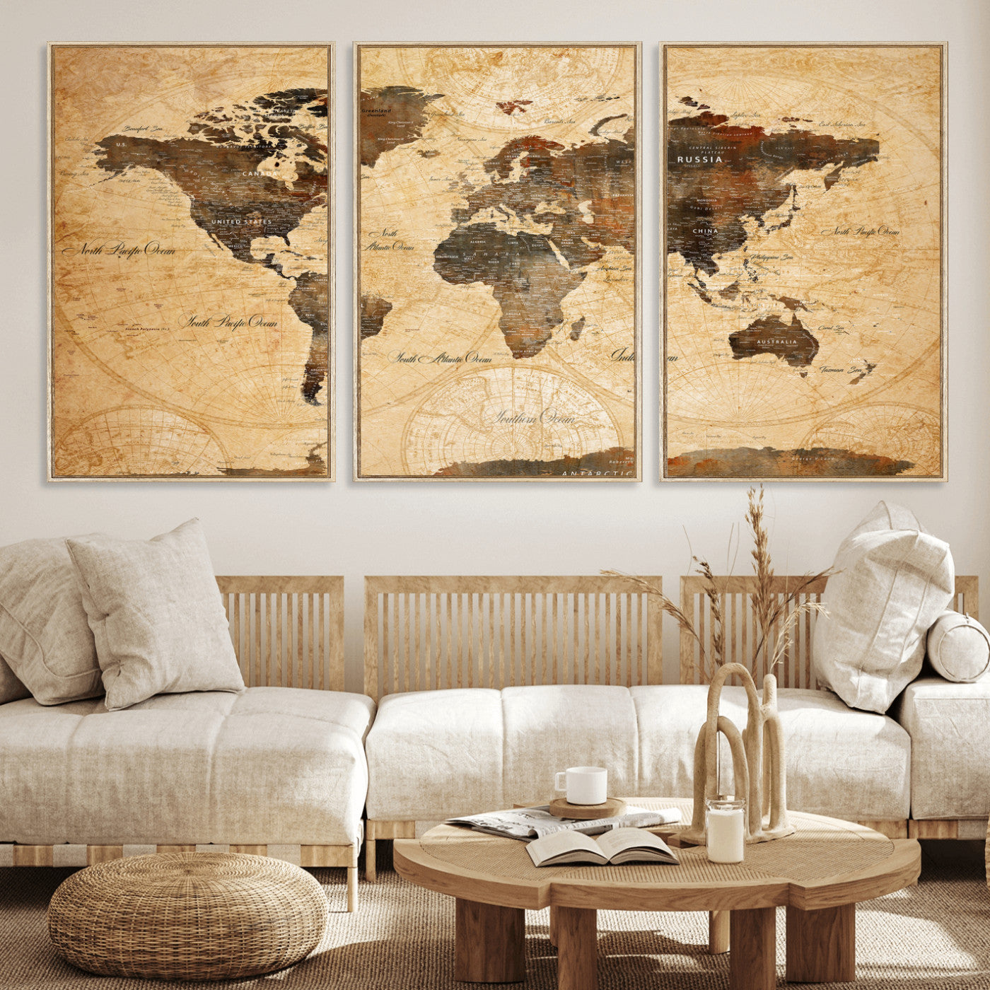 63156625-MGV-CV-36X24 - World Map Wall Art Canvas Print, Modern Decorative Framed Map Artwork Prints for Living Room, Office, Bedroom Wall Decor