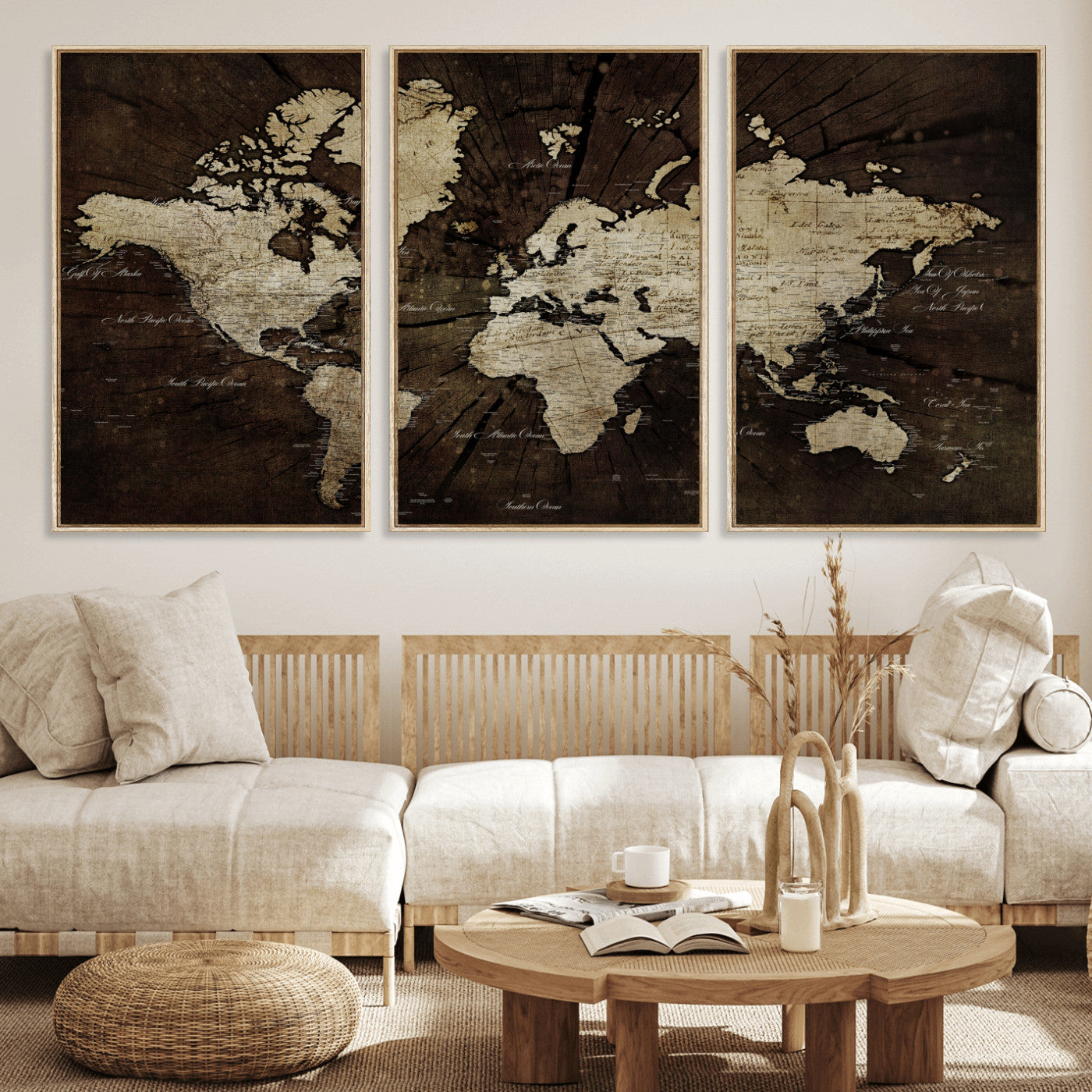40991509-MGV-CV-36X24 - World Map Wall Art Canvas Print, Modern Decorative Framed Map Artwork Prints for Living Room, Office, Bedroom Wall Decor