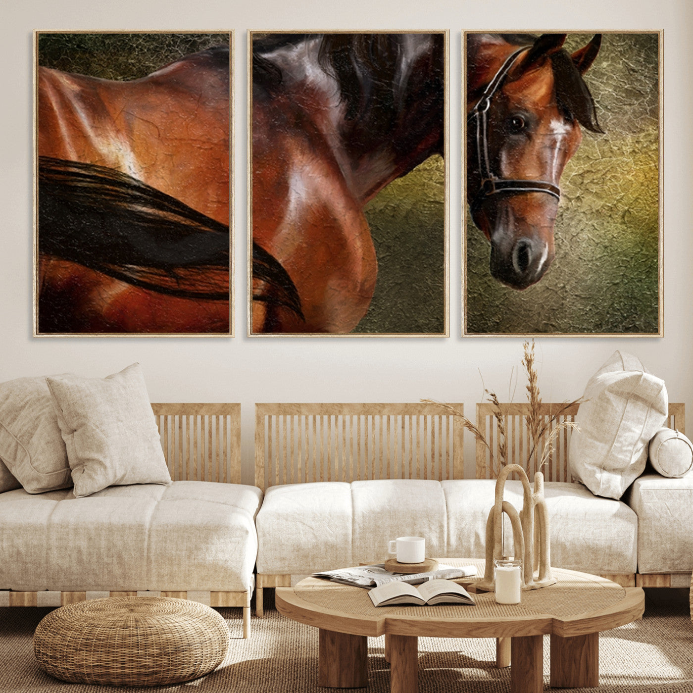 76810-MGV-CV-36X24-Majestic Brown Horse Wall Art Canvas Print – Framed Equestrian Artwork with Elegant Stallion Artwork for Home or Office Decor