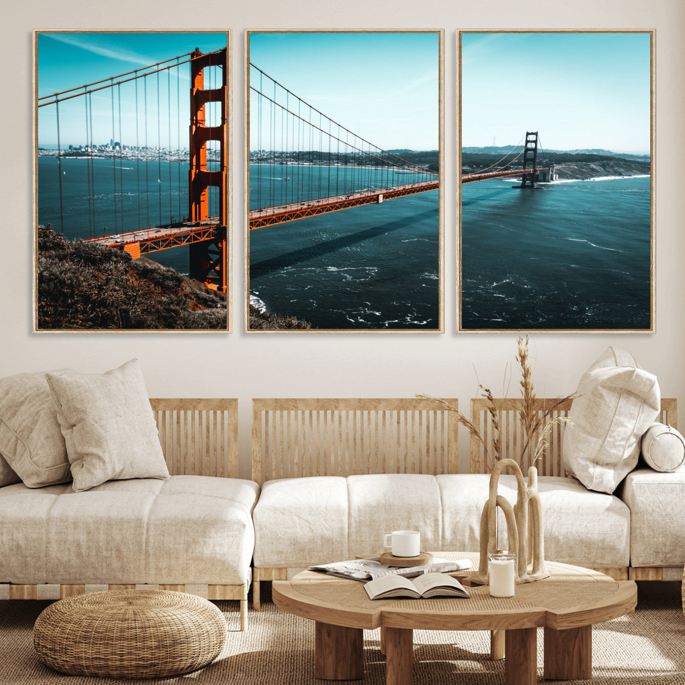 73996404-MGV-CV-36X24 - Golden Gate Bridge Wall Art Canvas Print – San Francisco Landmark Photography Artwork Print for Living Room, Office, and Modern Decor