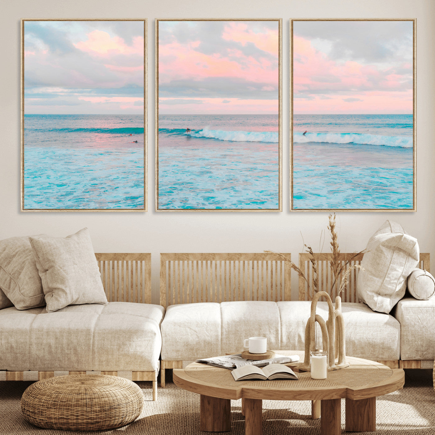 73216461-MGV-CV-36X24 - Ocean Wave Wall Art Canvas Print, Pastel Surf Seascape Photography, Coastal Beach Wall Decor