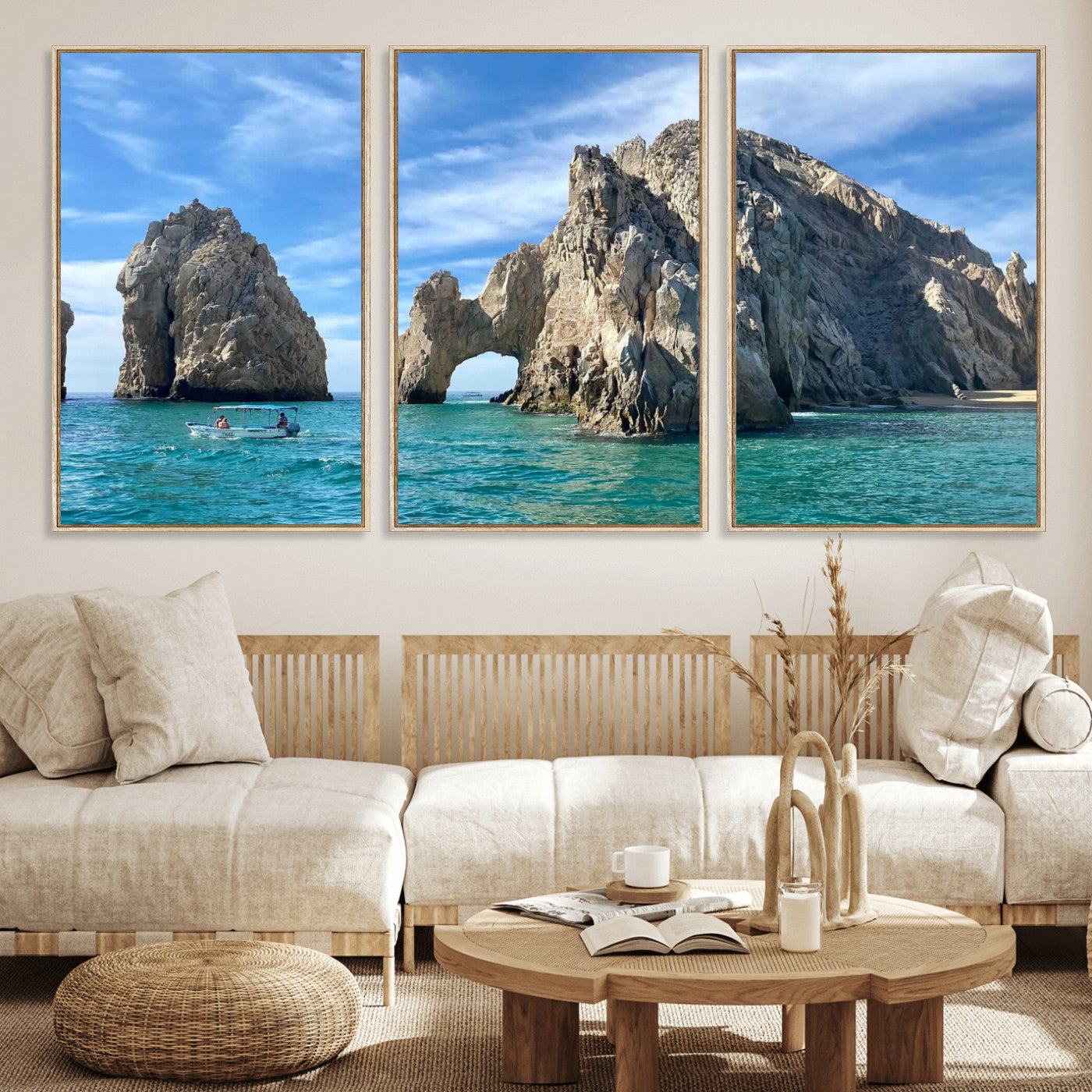20946478-MGV-CV-36X24 - El Arco Cabo San Lucas Ocean Arch Wall Art Canvas Print, Baja California Rock Arch Seascape Canvas Print, Mexico Coastal Landmark Scenic Art Printing