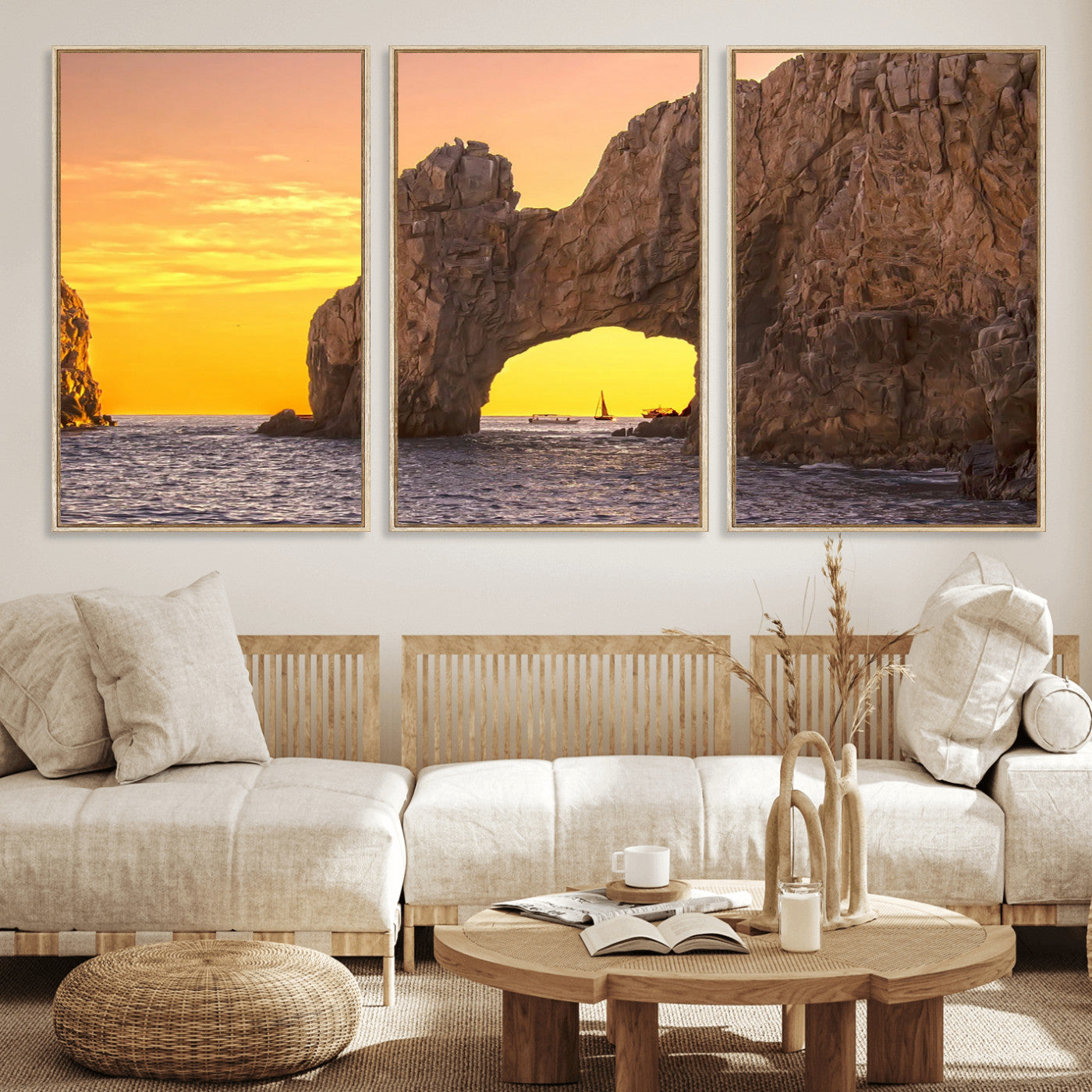 66414515-MGV-CV-36X24 - El Arco Cabo San Lucas Ocean Arch Wall Art Canvas Print, Baja California Rock Arch Seascape Canvas Print, Mexico Coastal Landmark Scenic Art Printing