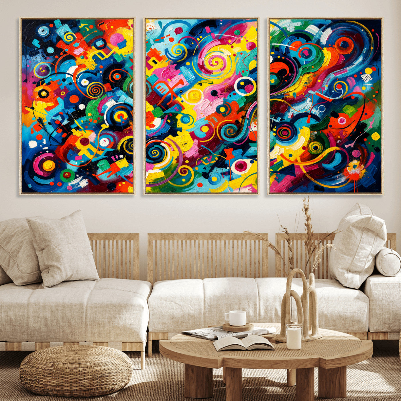 4712069R1-MGV-CV-36X24 - Geometric Abstract Wall Art Canvas Print, Bold Color Abstract Expressionist Painting Print, Modern Geometric Abstract Canvas Art