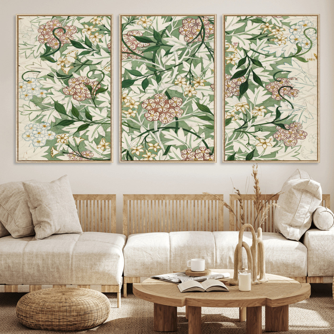 33560597-MGV-CV-36X24 - William Morris Jasmine 1872 Canvas Wall Art — Arts and Crafts Botanical Print | Vintage Green Floral Decor | Cottagecore Gift | Classic Art