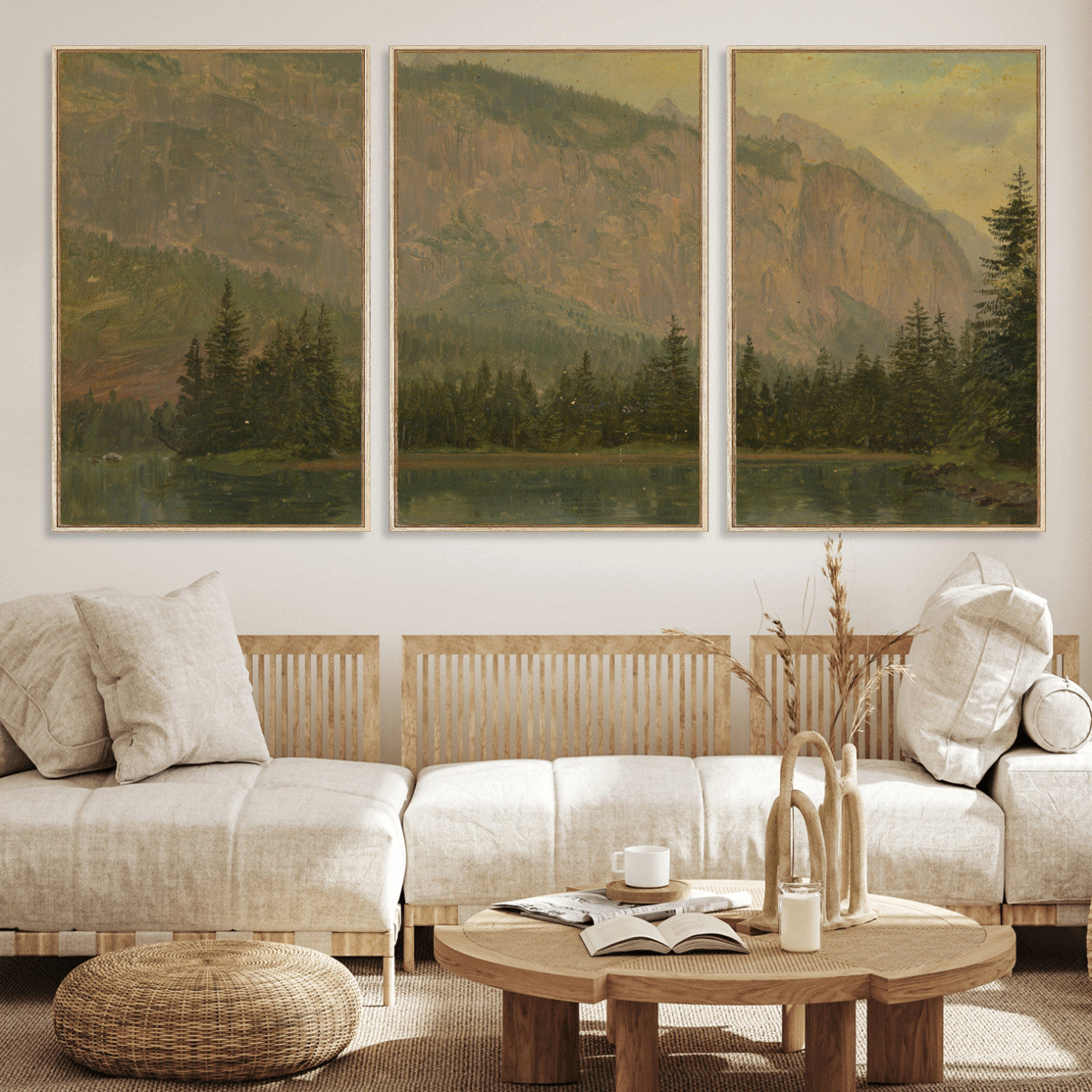 76844524-MGV-CV-36X24 - Frederic Edwin Church Hintersee Canvas Print, Hudson River School Mountain Lake Painting 1868, American Romantic Landscape, Vintage Nature Wall Art