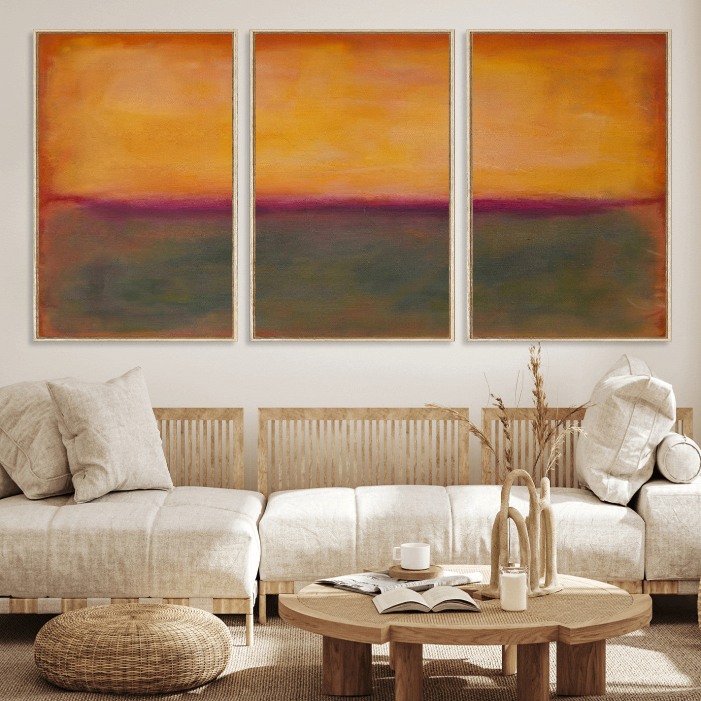21628300-MGV-CV-36X24 - Abstract Color Field Wall Art Canvas Print, Framed Minimalist Horizon Artwork for Living Room Bedroom Office