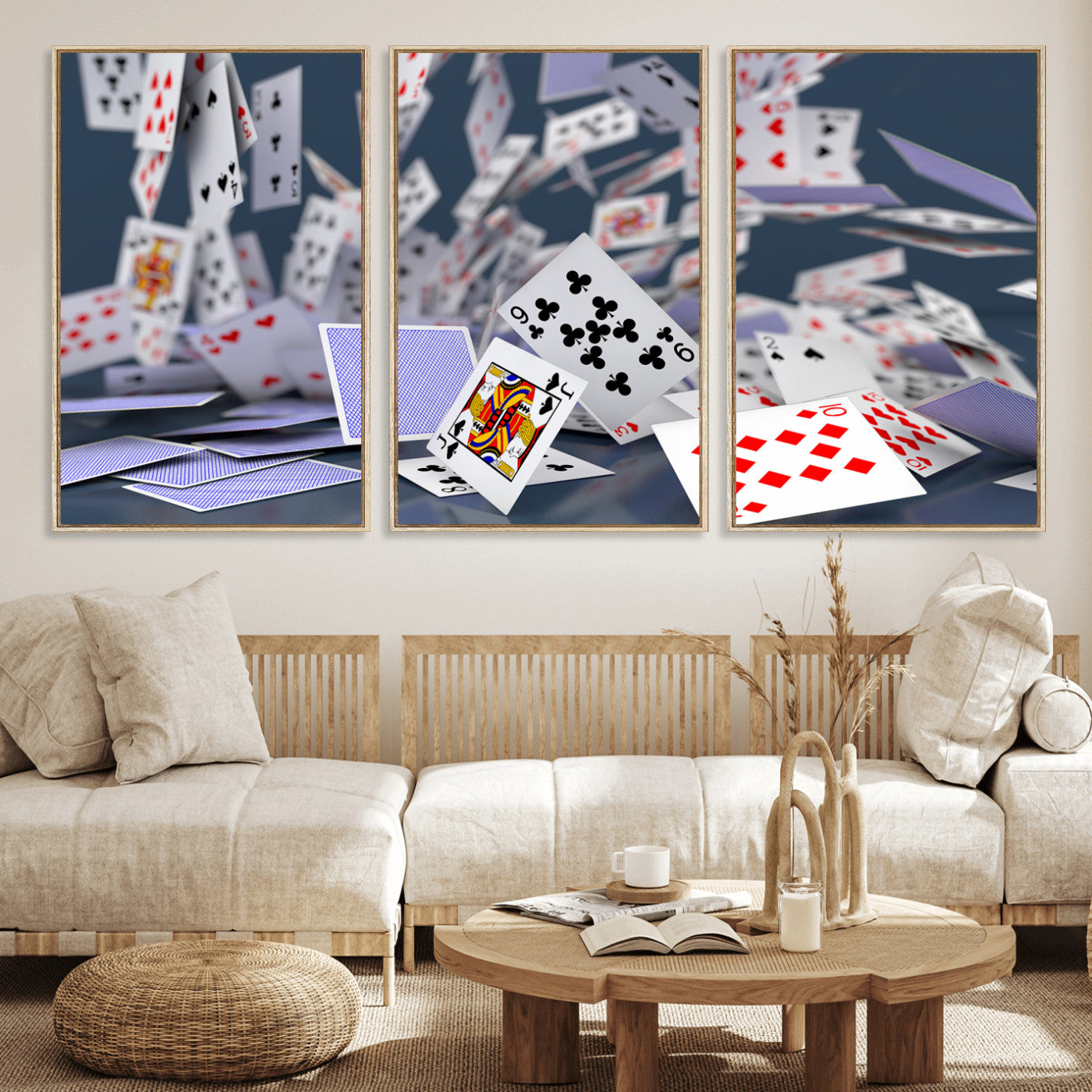 66392185-MGV-CV-36X24 - Playing Cards Canvas Wall Art | Casino Game Room Decor, Poker Decor Art