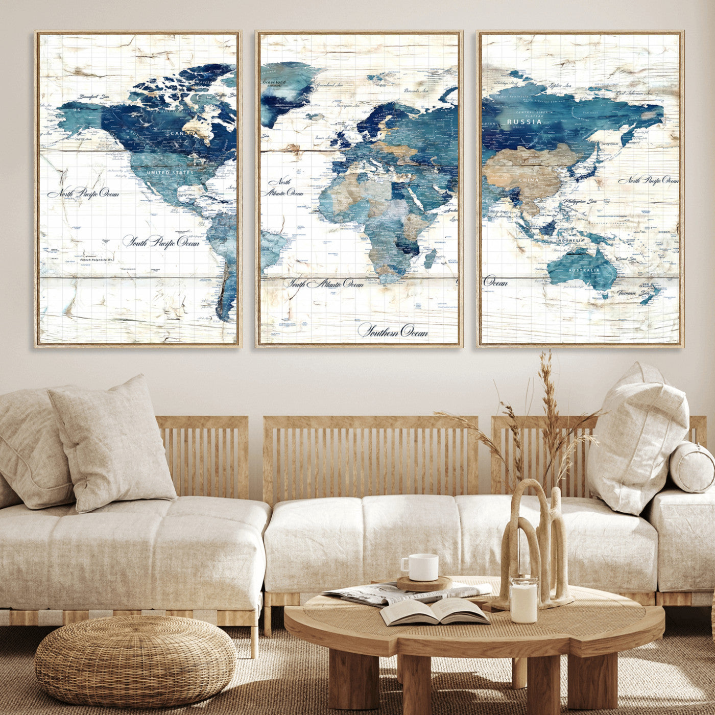 86799232-MGV-CV-36X24 - Watercolor World Map Canvas Wall Art Print – Abstract Colorful Travel Wall Decor