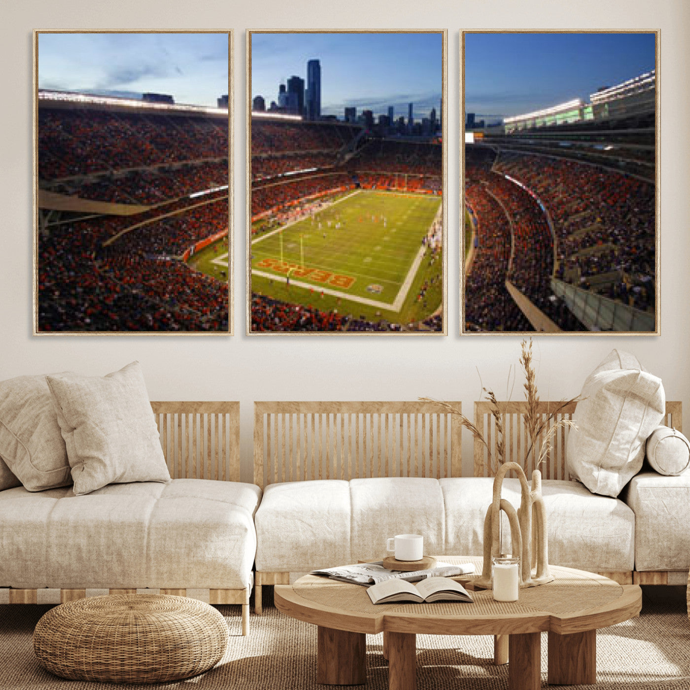 50691720-MGV-CV-36X24 - Chicago Bears Soldier Field Canvas Wall Art, NFL Stadium Panorama Print, Football Arena Photography for Sports Fans
