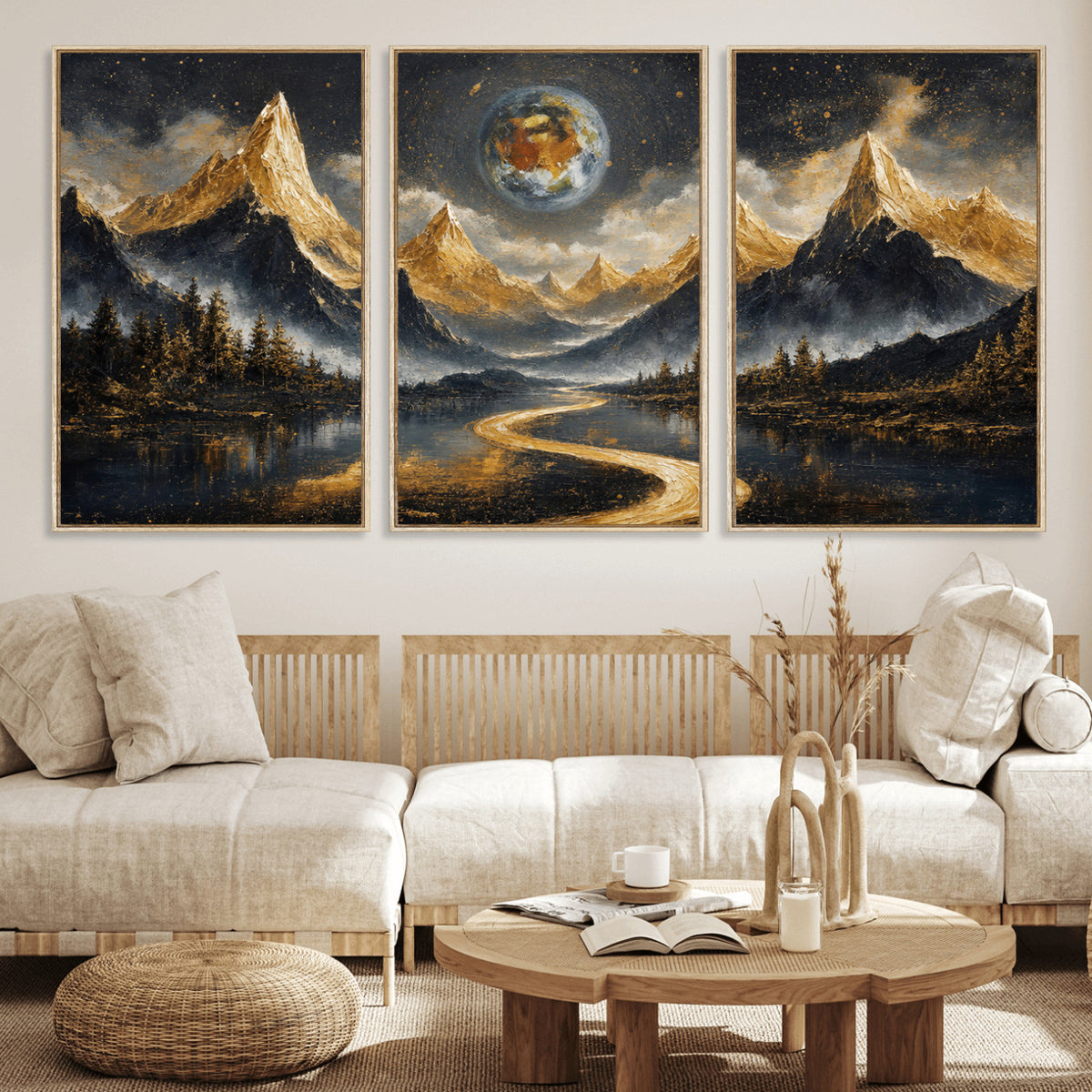 34202127-MGV-CV-36X24 - Abstract Mountain Wall Art Canvas Print Modern Landscape Painting Print