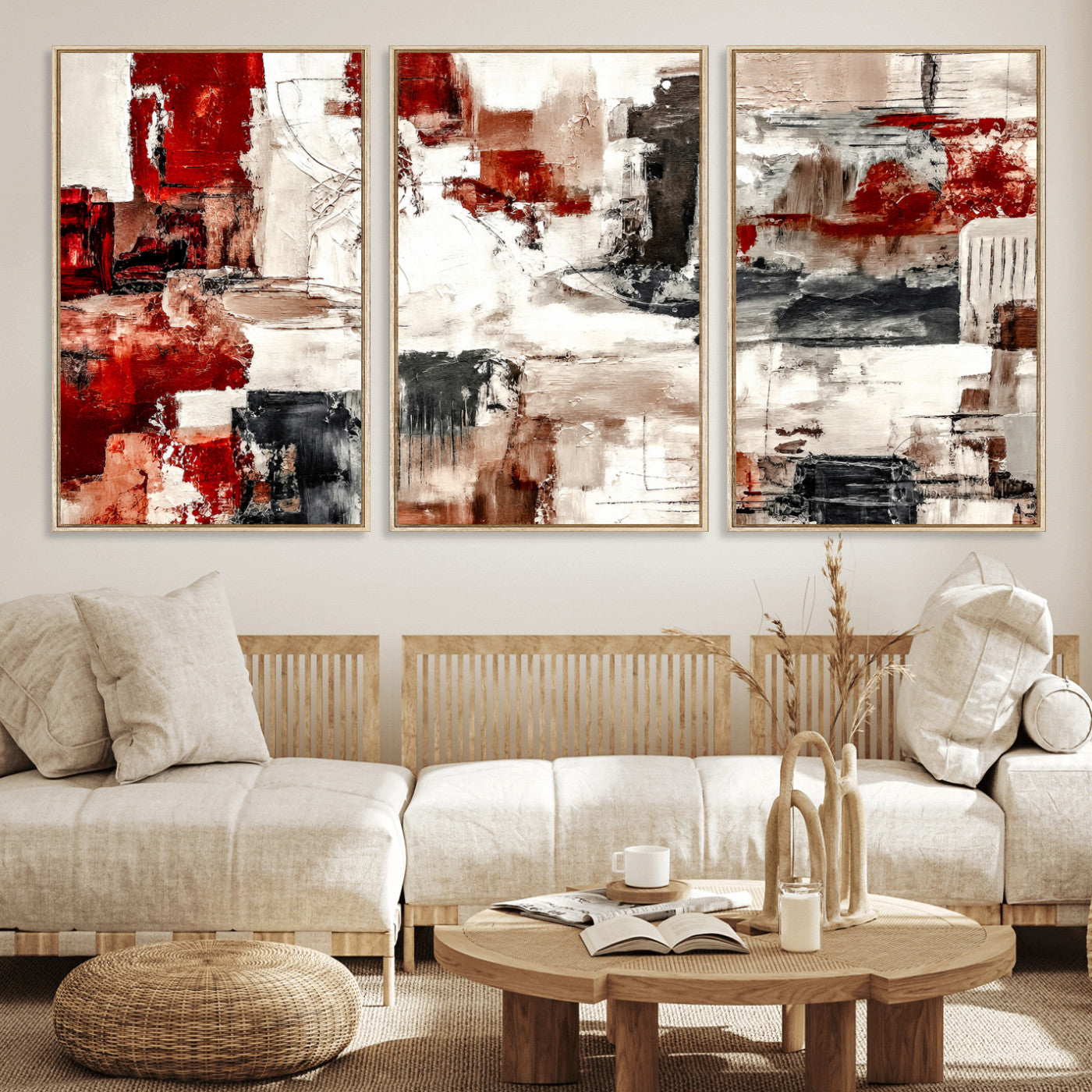 53022468-MGV-CV-36X24 - Blue Teal Abstract Canvas Wall Art, Modern Textured Painting Print, Navy Orange White Contemporary Art, Neutral Living Room Decor, Office Art